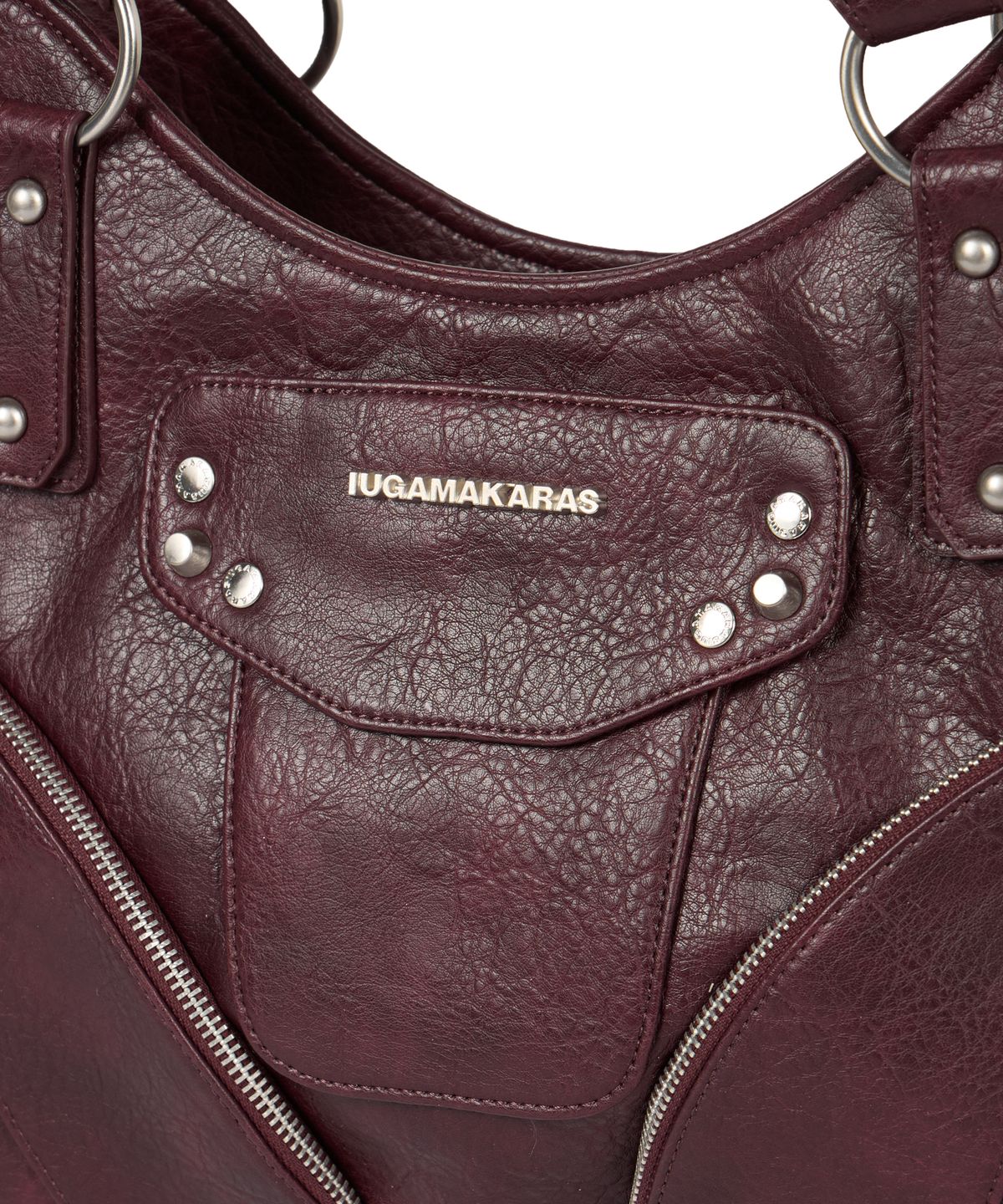 이우가마카라스(IUGAMAKARAS) Studded Leather Shoulder Bag (Burgundy)