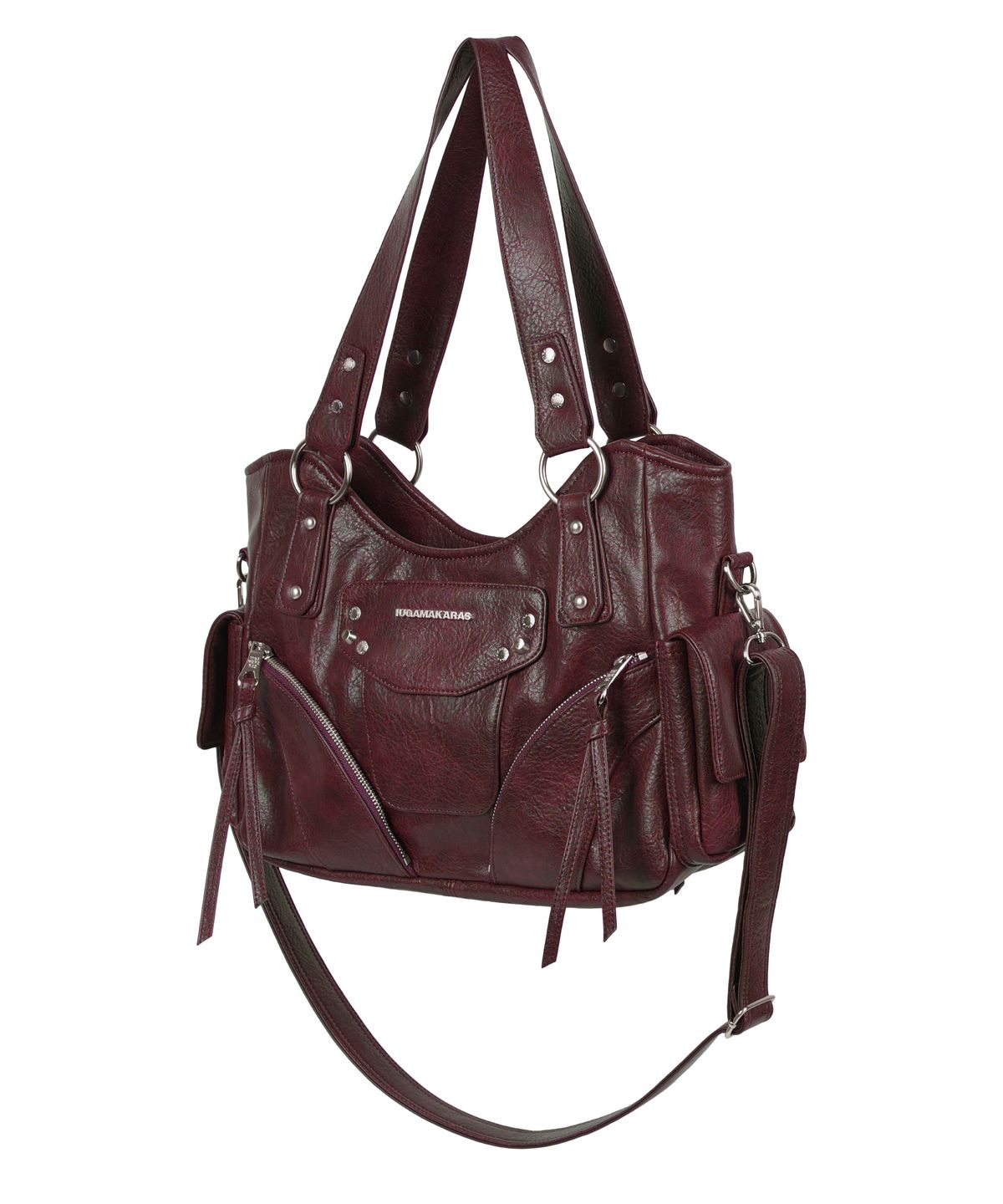 이우가마카라스(IUGAMAKARAS) Studded Leather Shoulder Bag (Burgundy)