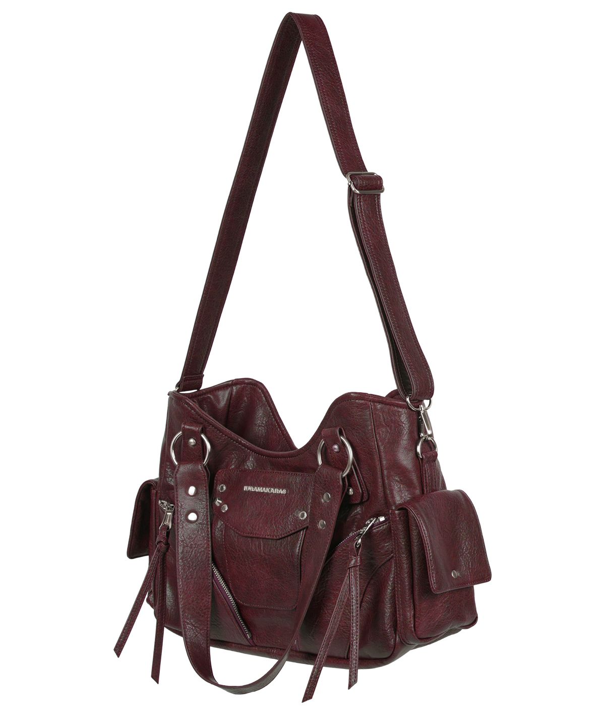 이우가마카라스(IUGAMAKARAS) Studded Leather Shoulder Bag (Burgundy)