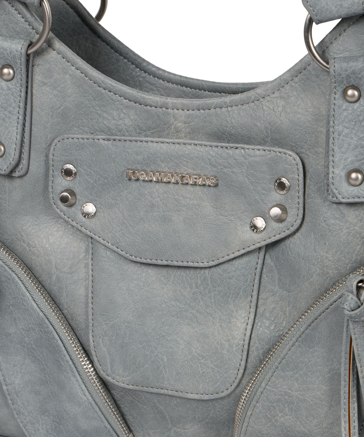 이우가마카라스(IUGAMAKARAS) Studded Leather Shoulder Bag (Sky Blue)