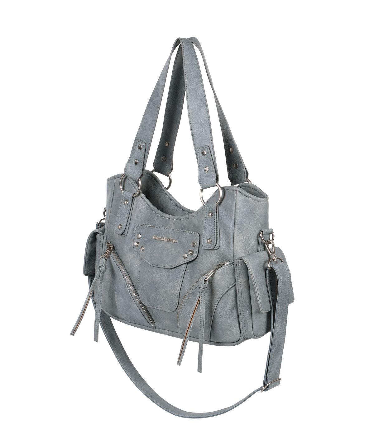 이우가마카라스(IUGAMAKARAS) Studded Leather Shoulder Bag (Sky Blue)
