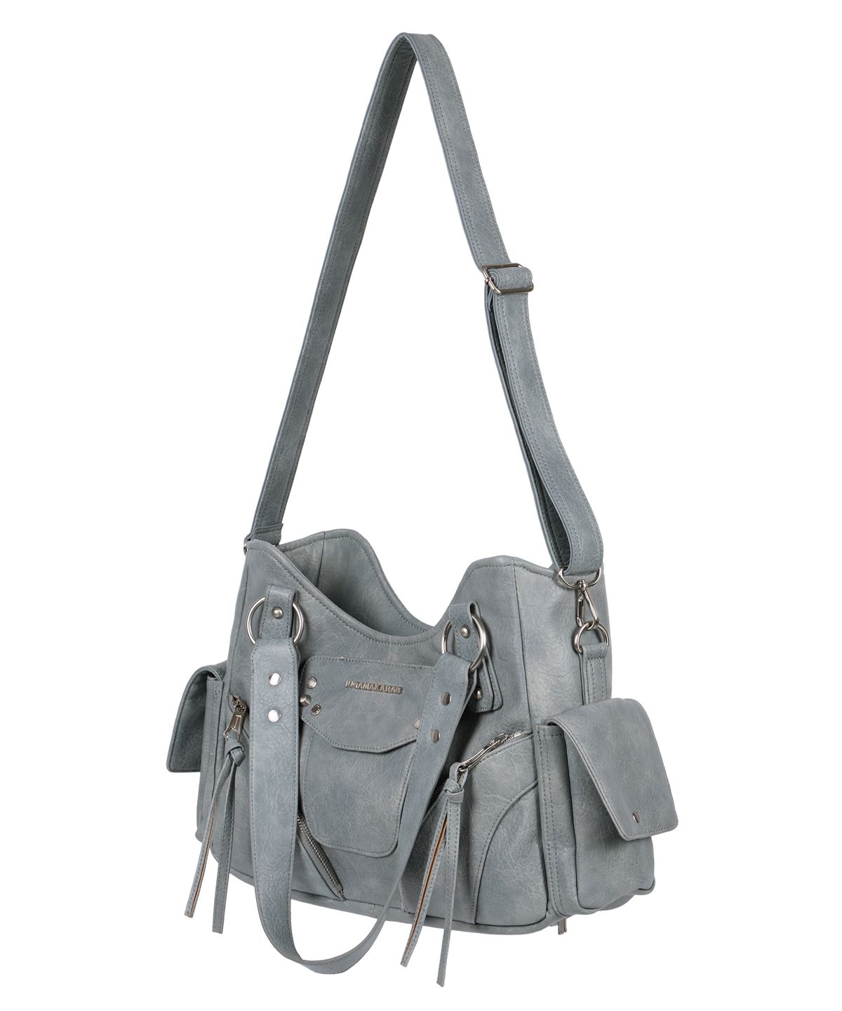 이우가마카라스(IUGAMAKARAS) Studded Leather Shoulder Bag (Sky Blue)