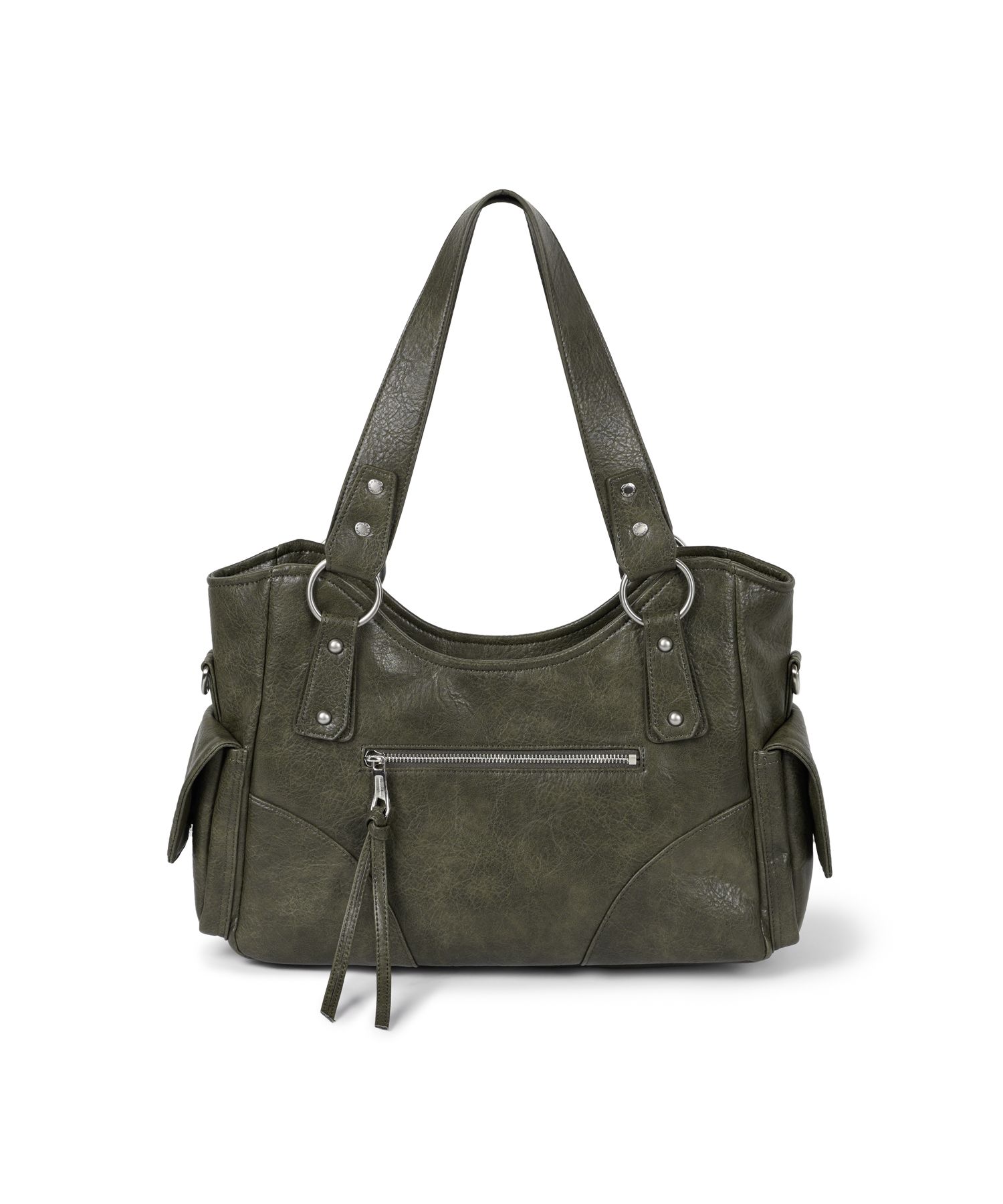 MUSINSA | IUGAMAKARAS Studded Leather Shoulder Bag (Khaki)