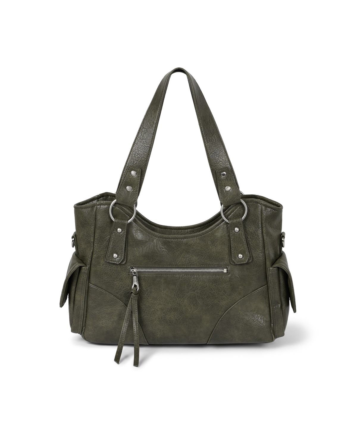 이우가마카라스(IUGAMAKARAS) Studded Leather Shoulder Bag (Khaki)