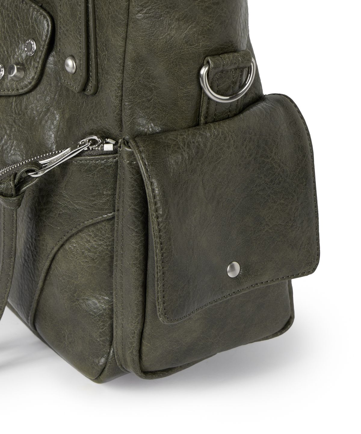 이우가마카라스(IUGAMAKARAS) Studded Leather Shoulder Bag (Khaki)