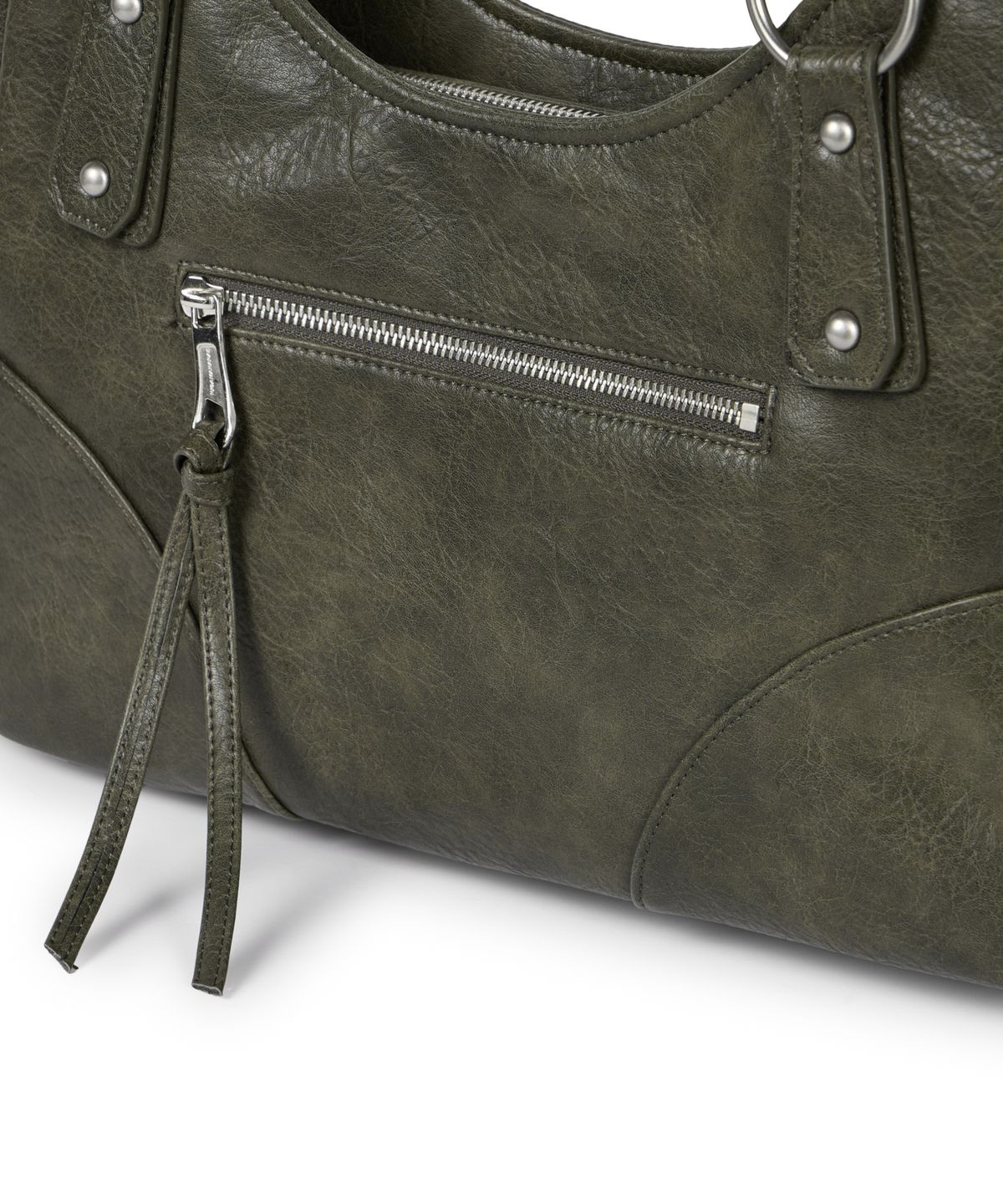 이우가마카라스(IUGAMAKARAS) Studded Leather Shoulder Bag (Khaki)