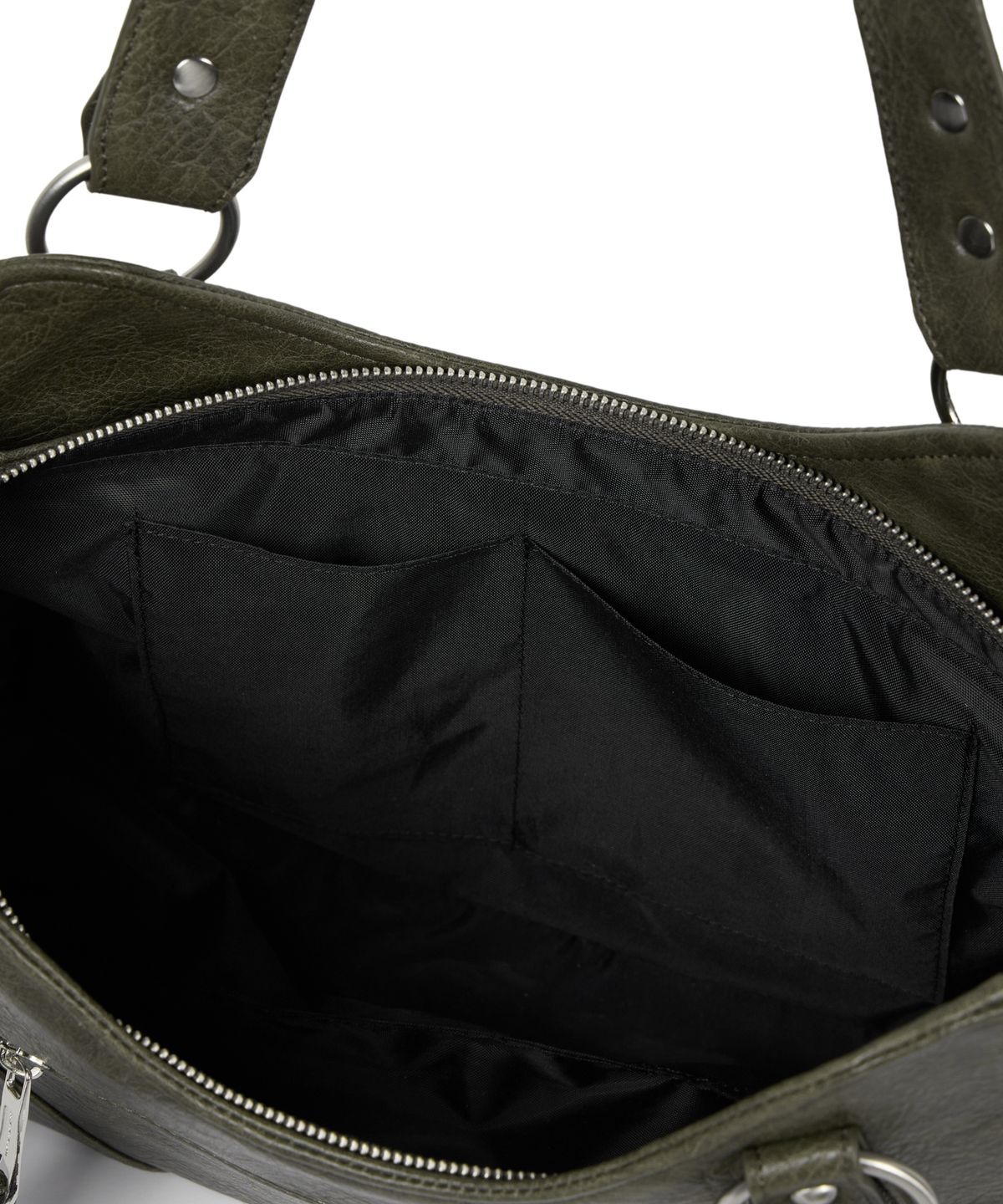 이우가마카라스(IUGAMAKARAS) Studded Leather Shoulder Bag (Khaki)