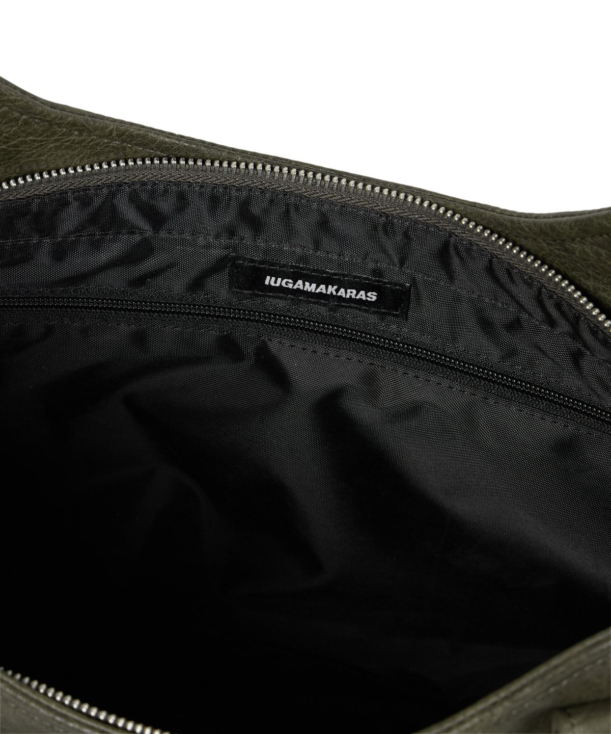 이우가마카라스(IUGAMAKARAS) Studded Leather Shoulder Bag (Khaki)