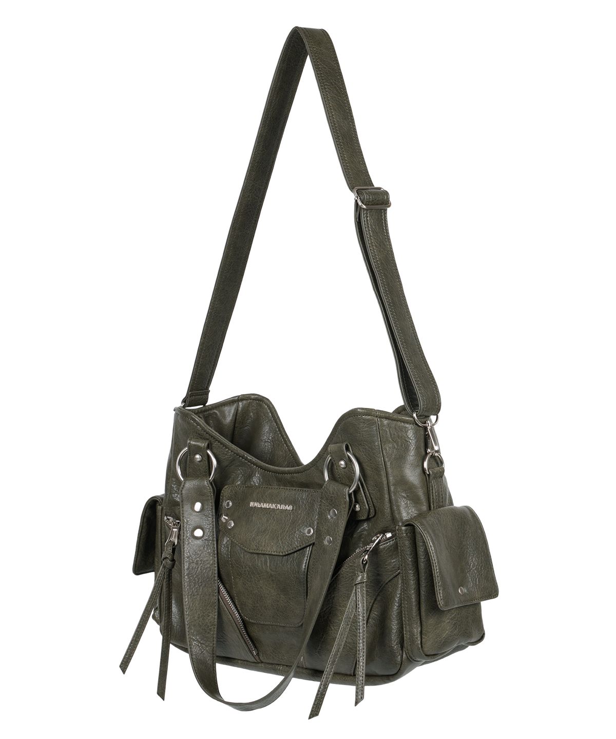 이우가마카라스(IUGAMAKARAS) Studded Leather Shoulder Bag (Khaki)