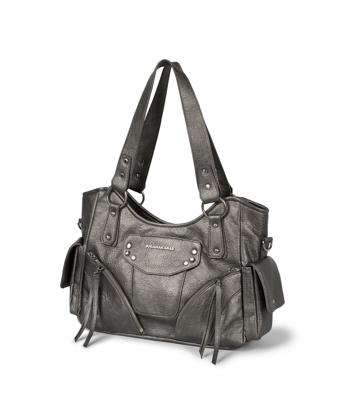 이우가마카라스(IUGAMAKARAS) Studded Leather Shoulder Bag (Silver)