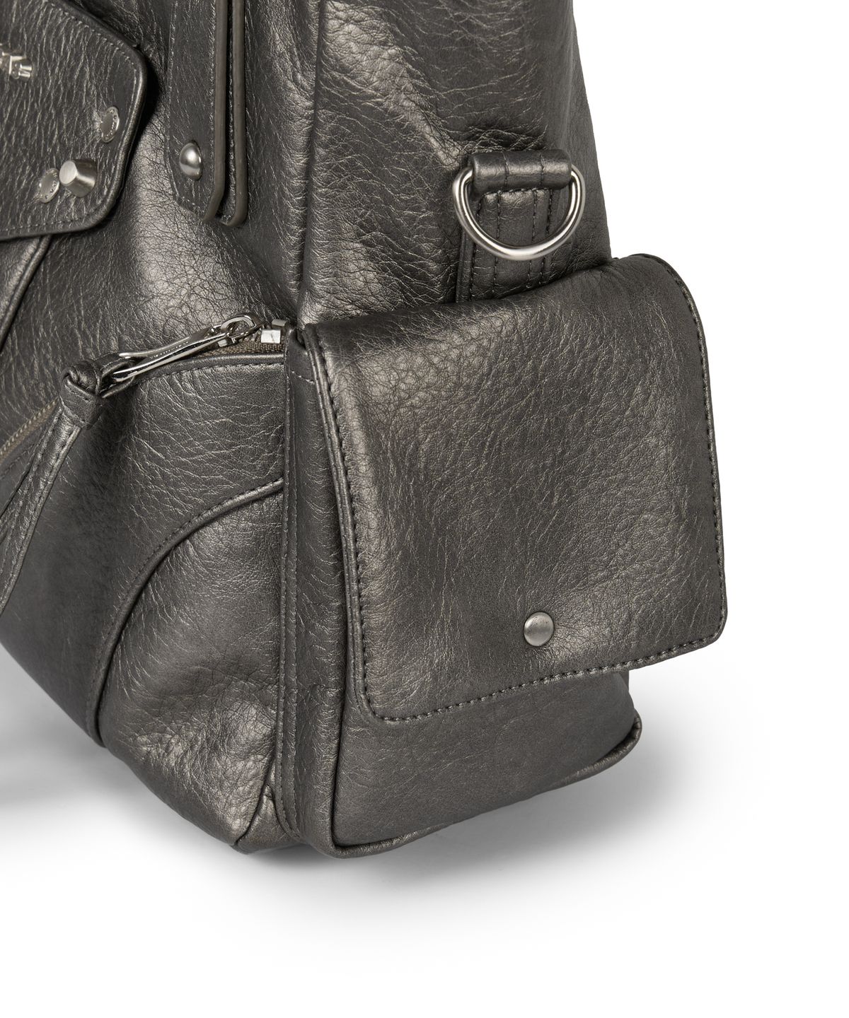 이우가마카라스(IUGAMAKARAS) Studded Leather Shoulder Bag (Silver)