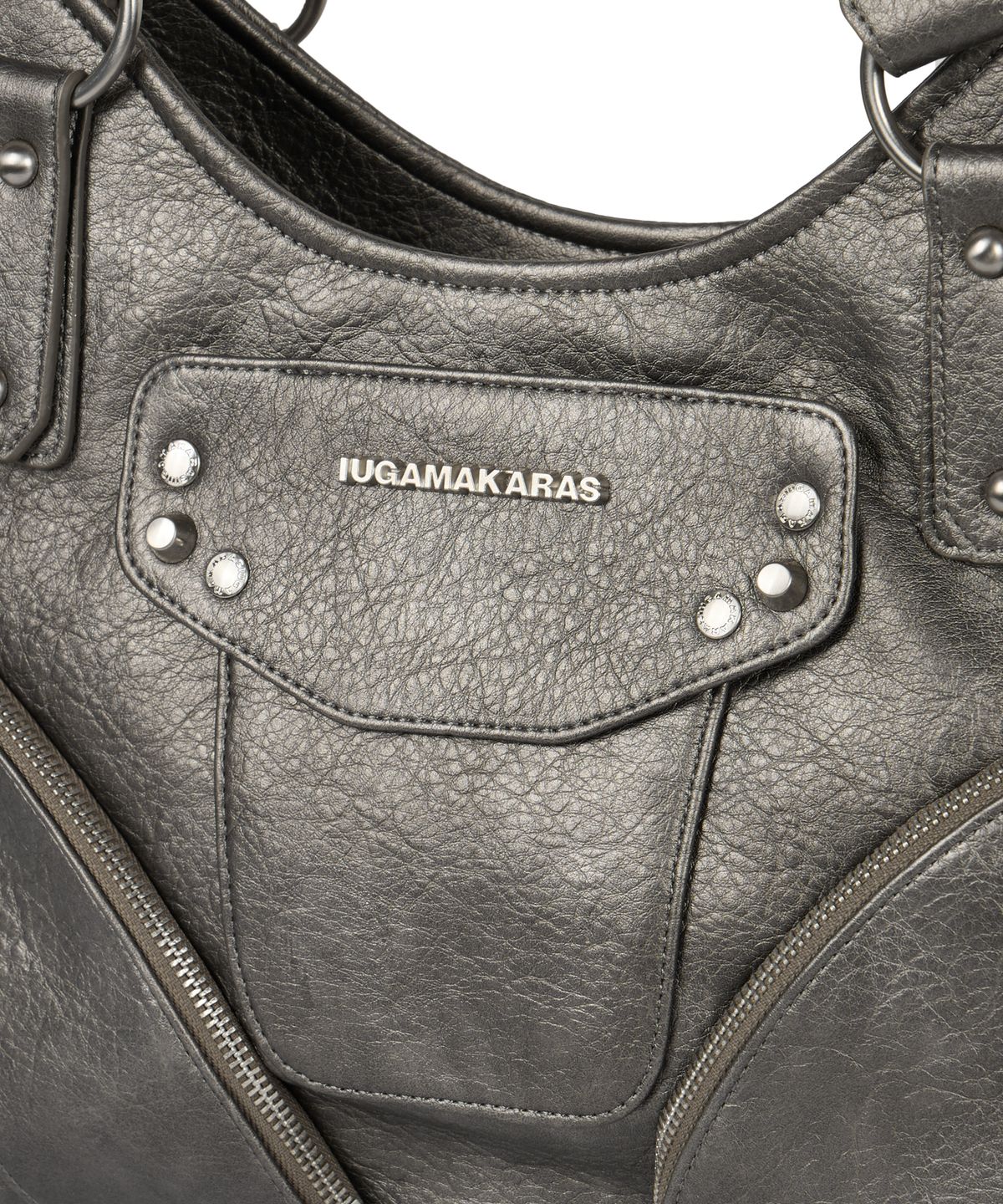 이우가마카라스(IUGAMAKARAS) Studded Leather Shoulder Bag (Silver)