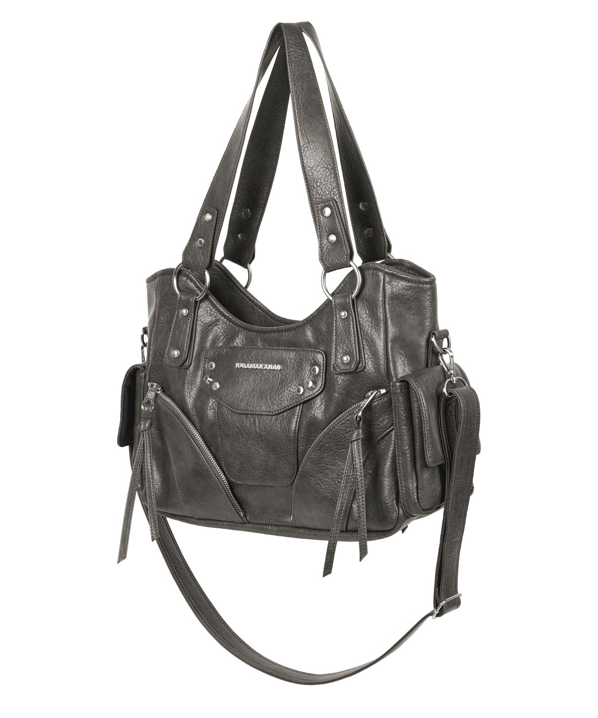 이우가마카라스(IUGAMAKARAS) Studded Leather Shoulder Bag (Silver)