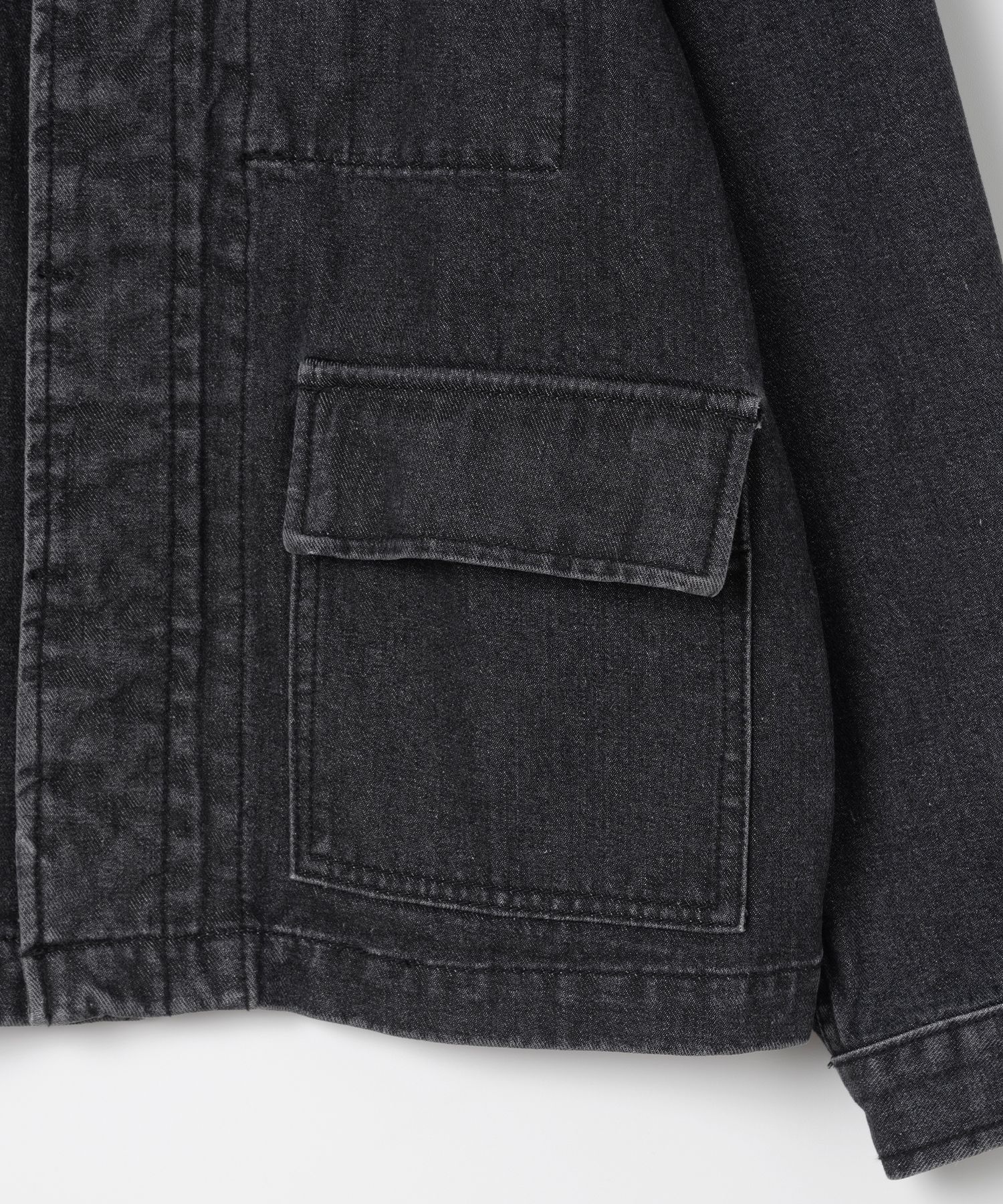 MUSINSA | MILLO ARCHIVE Stain Round Denim Jacket [Washed Black]
