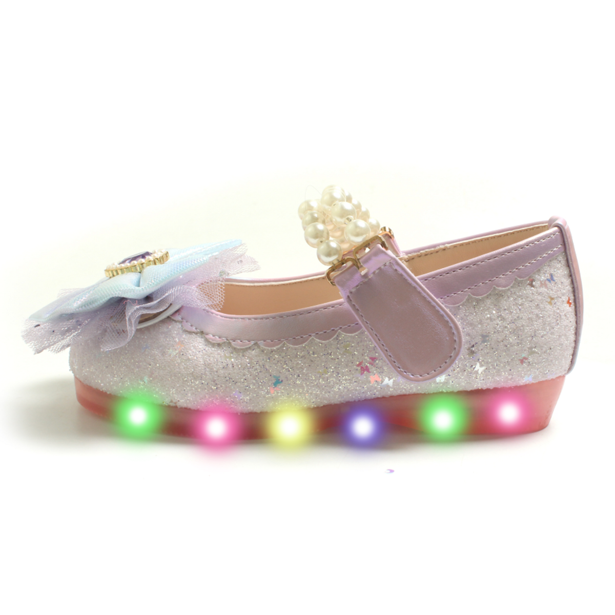 프롬베베(FROMBEBE) 여아용 페페 진주 LED 구두