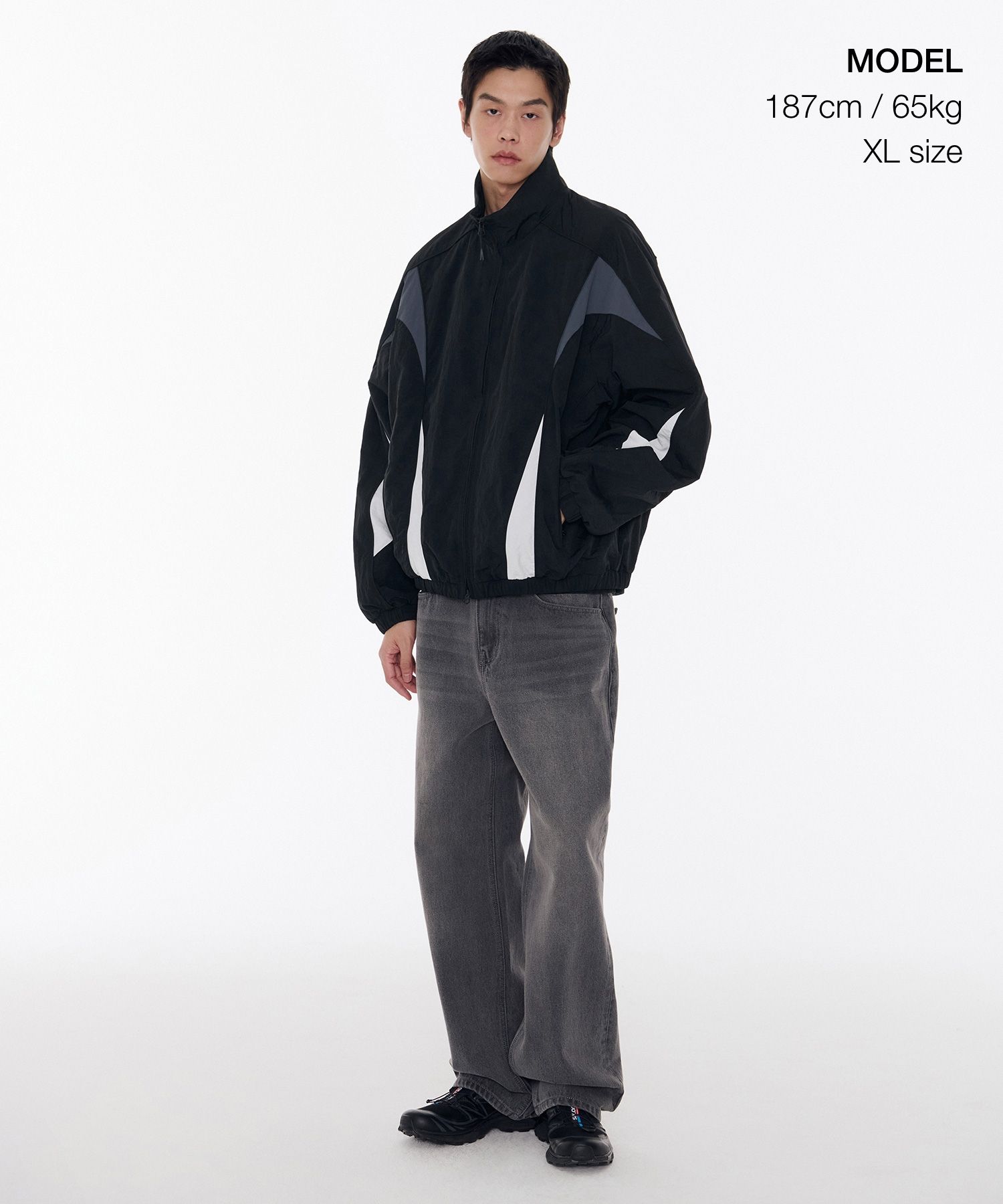 MUSINSA | MUSINSA STANDARD Oversized Retro Track Jacket [Black]