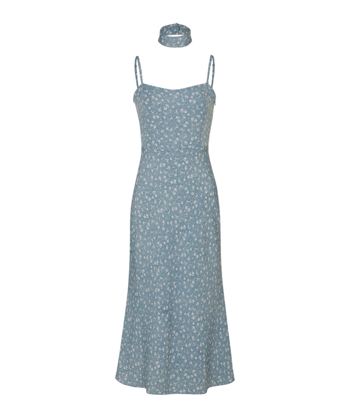 루루서울(LOULOUSEOUL) Juliet Slim Fit Dress (Scarf Set / Blue)