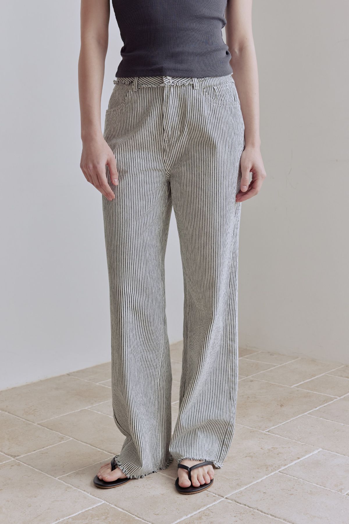 애프터아워즈(AFTERHOURS) RAW CUT DENIM PANTS (STRIPE)