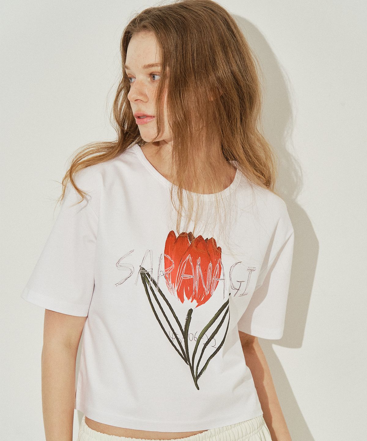 사라나기(SARANAGI) SE0526-CROP T-SHIRT(white)