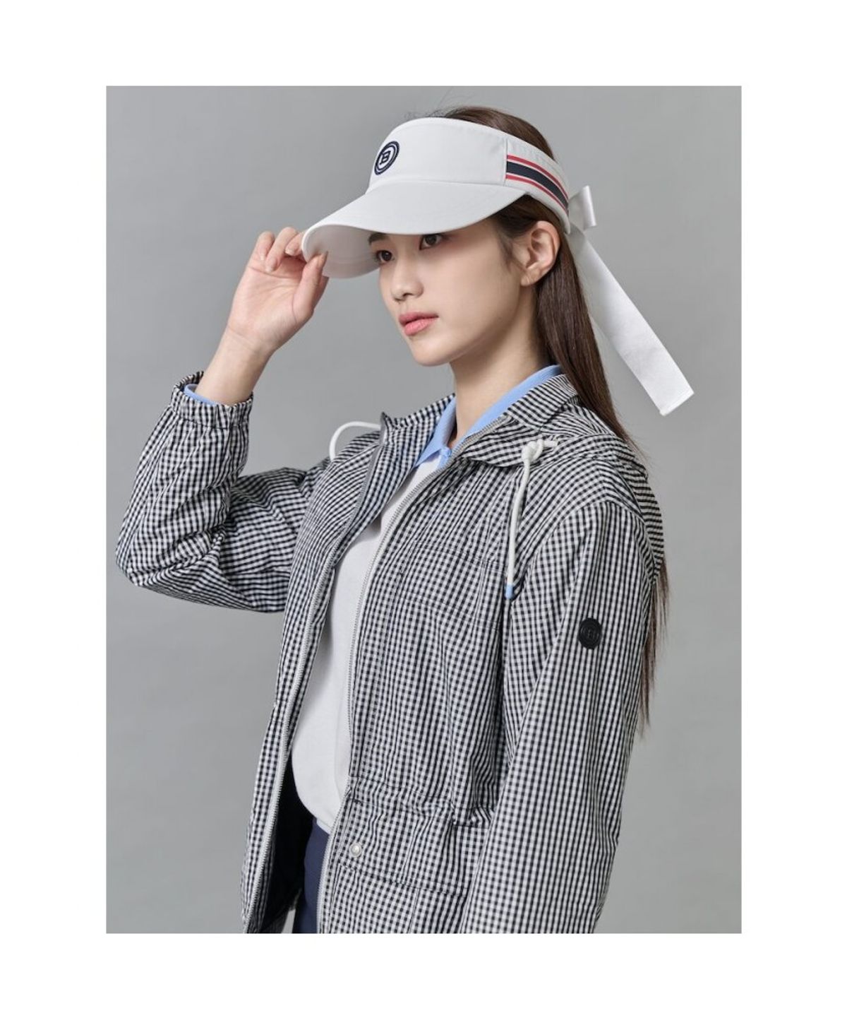 빈폴 액세서리(BEANPOLE ACCESSORY) 여성 스트라이프 포인트 썬바이저 - 화이트