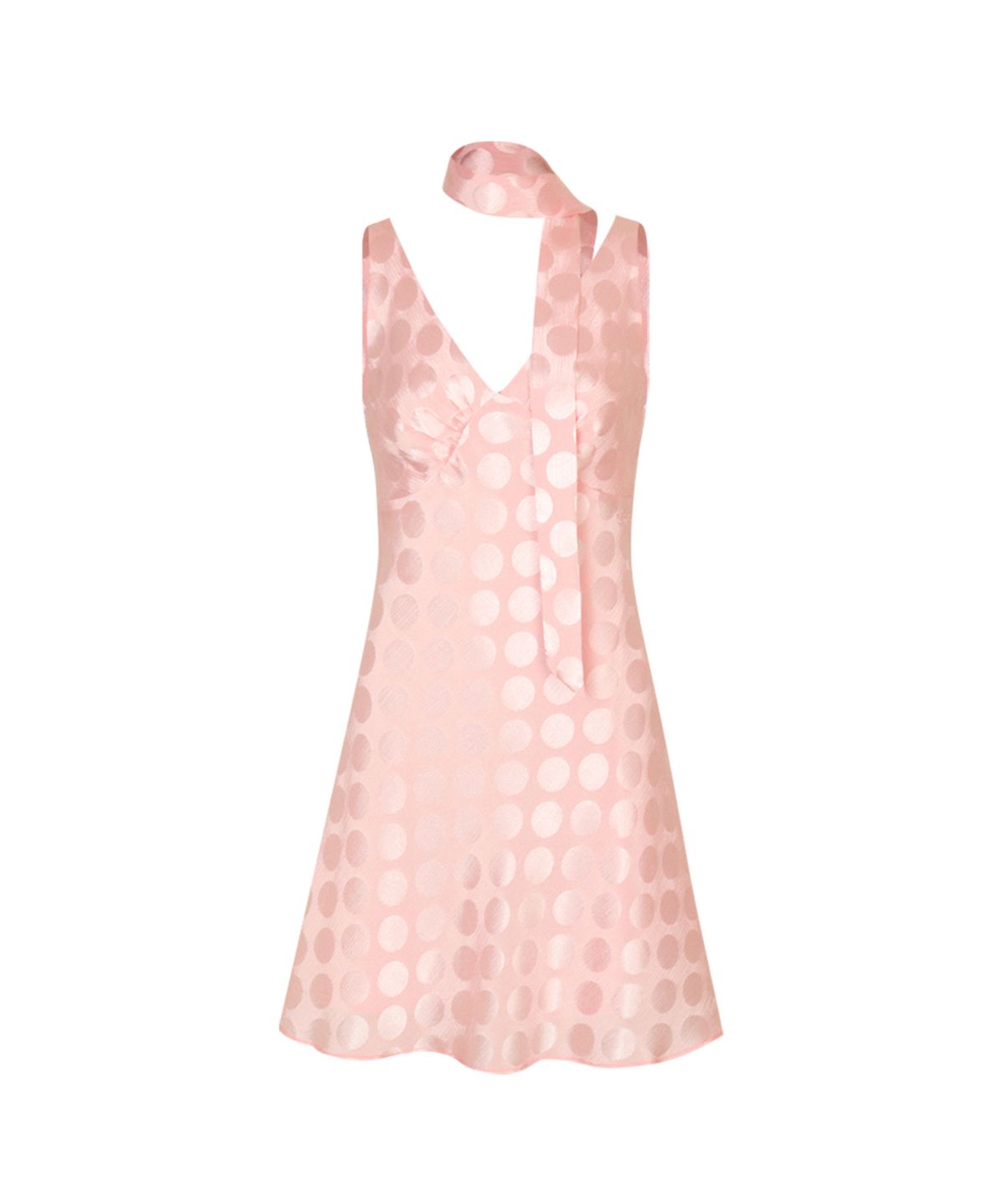 루루서울(LOULOUSEOUL) Pearl Dot Mini Dress (Scarf Set / Pink)