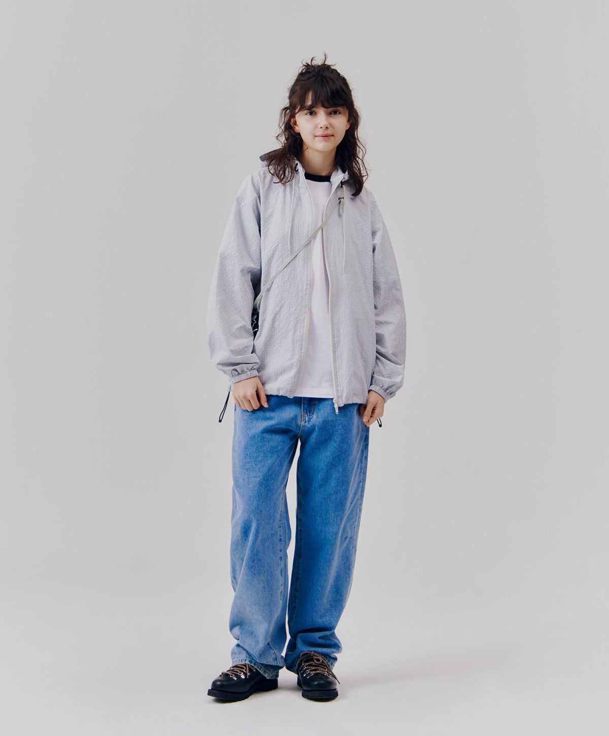 피도디도(FIDO DIDO) Vintage Check Zip Hoodie Light Grey