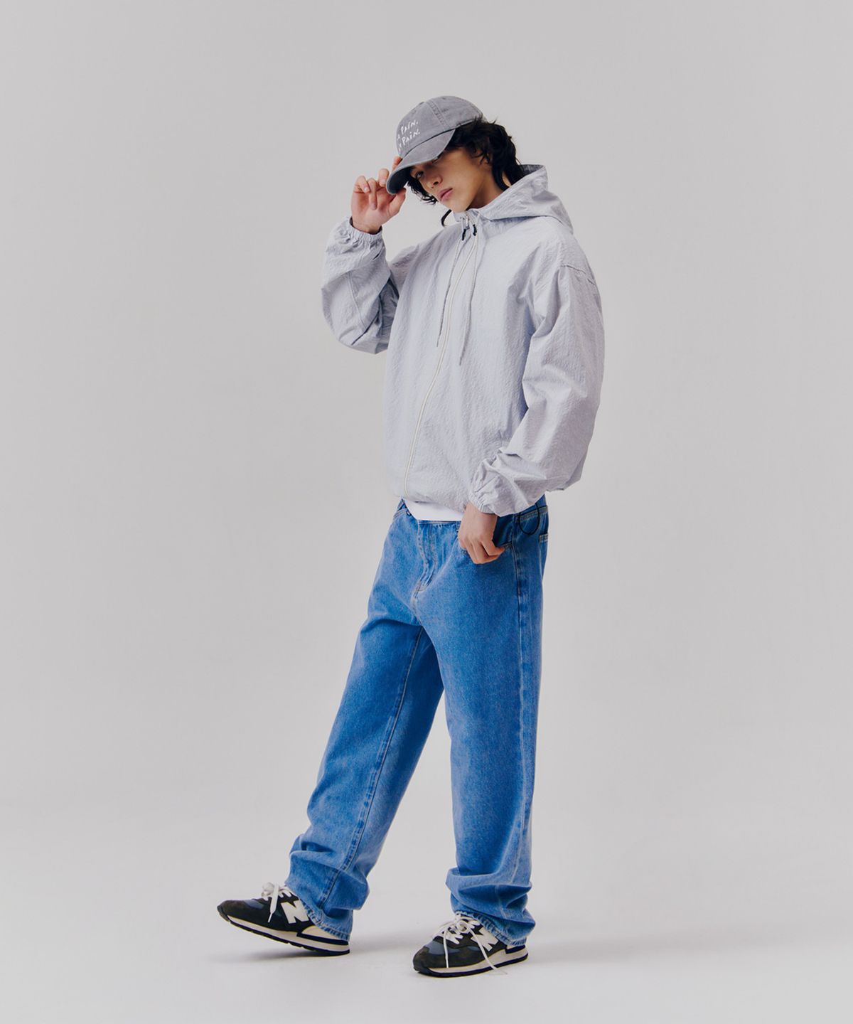 피도디도(FIDO DIDO) Vintage Check Zip Hoodie Light Grey