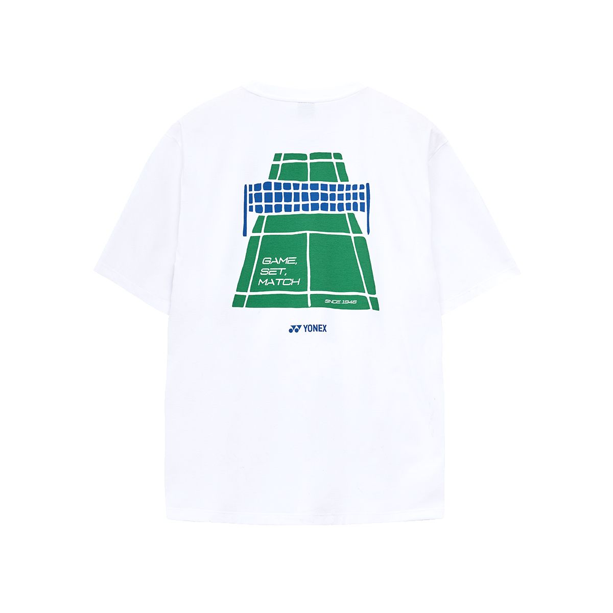 요넥스(YONEX) 251TS042U 화이트 남녀공용 코트 드로잉 반팔 티셔츠