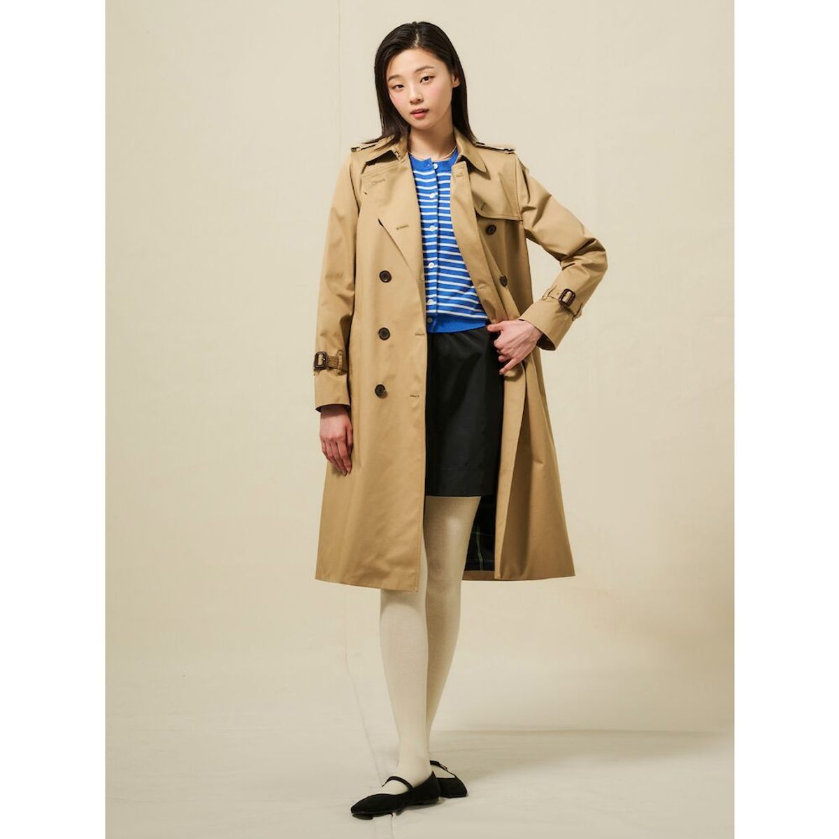 빈폴 레이디스(BEANPOLE LADIES) [Essential] 롱 트렌치 코트  베이지 (BF523TE01A)