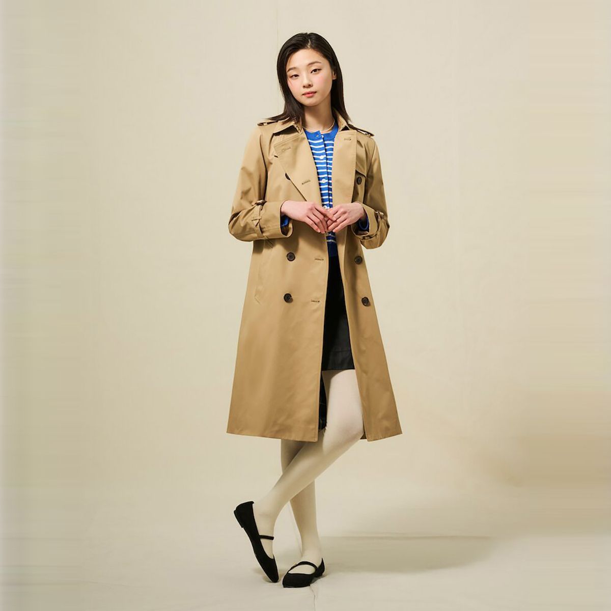 빈폴 레이디스(BEANPOLE LADIES) [Essential] 롱 트렌치 코트  베이지 (BF523TE01A)