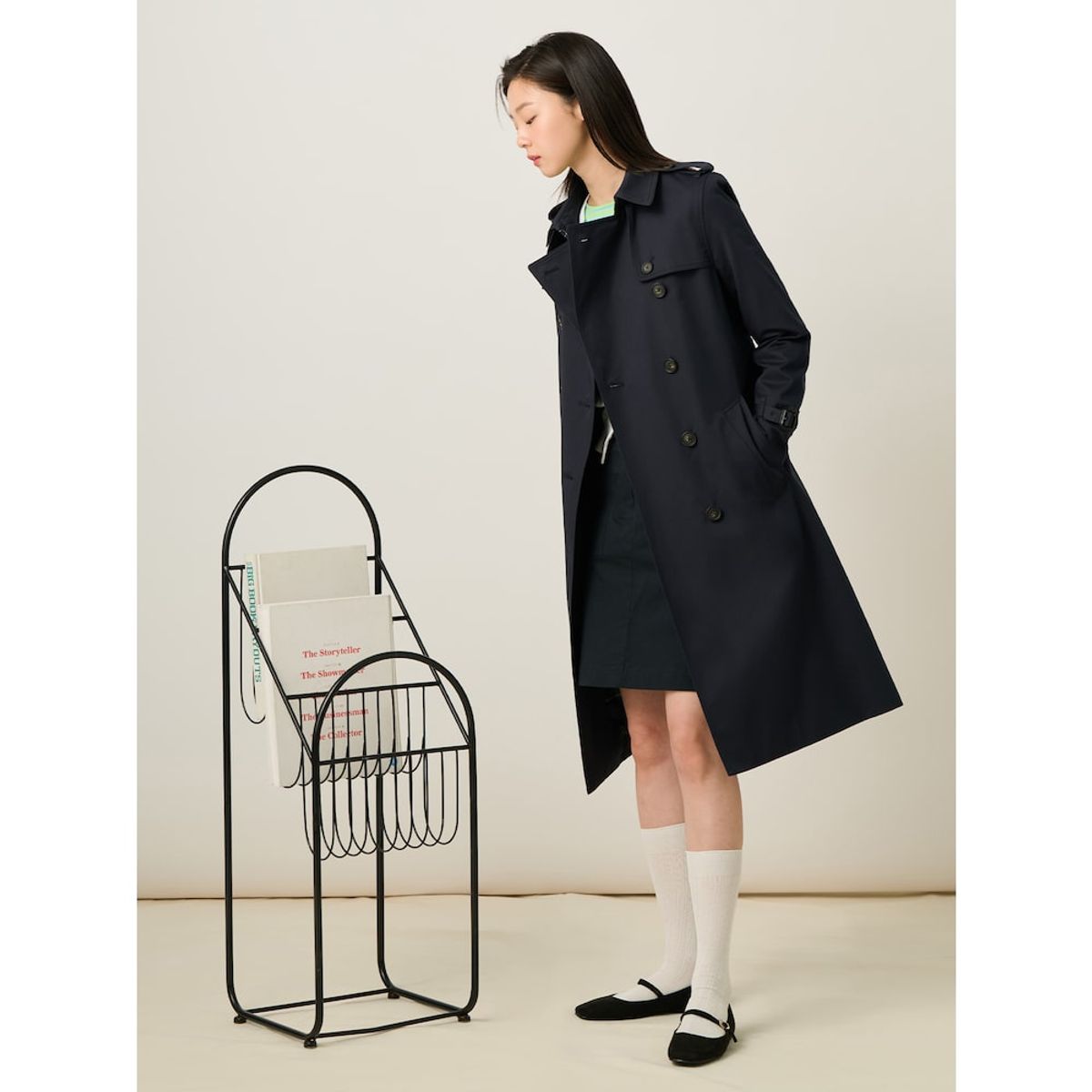 빈폴 레이디스(BEANPOLE LADIES) [Essential] 롱 트렌치 코트  네이비 (BF523TE01R)