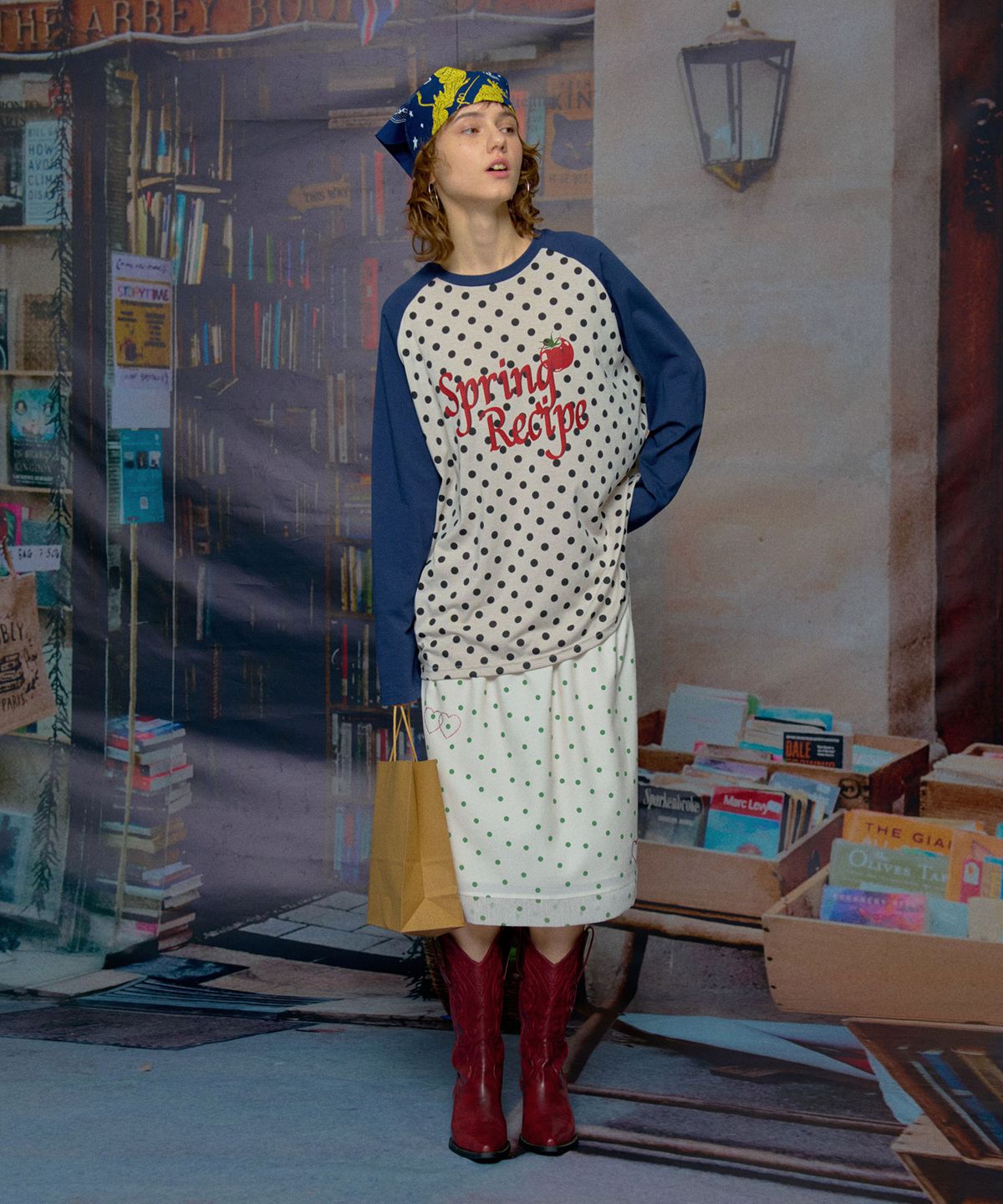 루루서울(LOULOUSEOUL) Heart Dot Midi Skirt (Ivory)