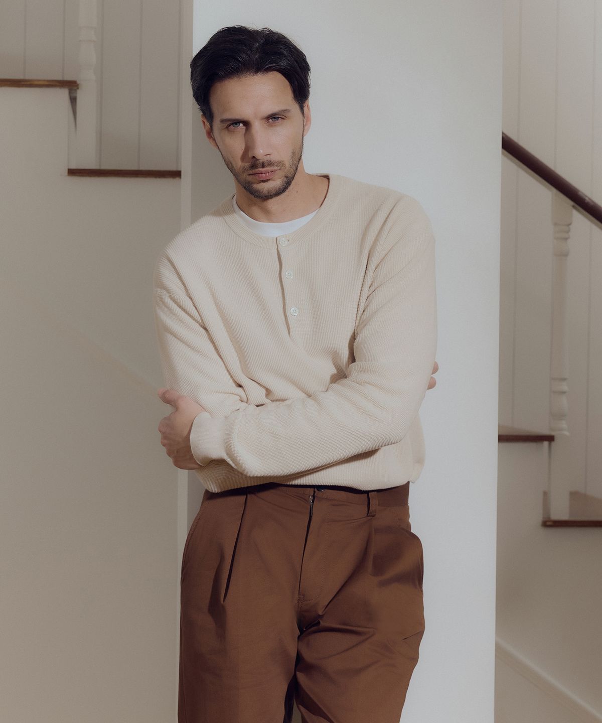 더니트컴퍼니(THEKNITCOMPANY) (M) 머서라이즈 코튼 헨리넥 니트 3color
