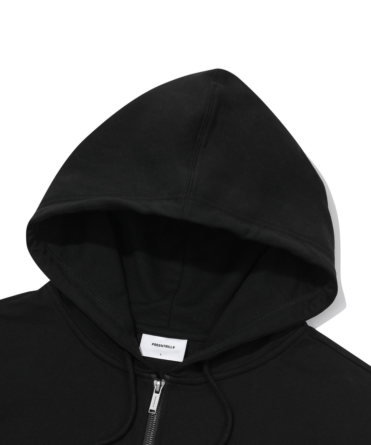 빈트릴(BEENTRILL) 에센셜 해시태그 후드 집업(블랙)