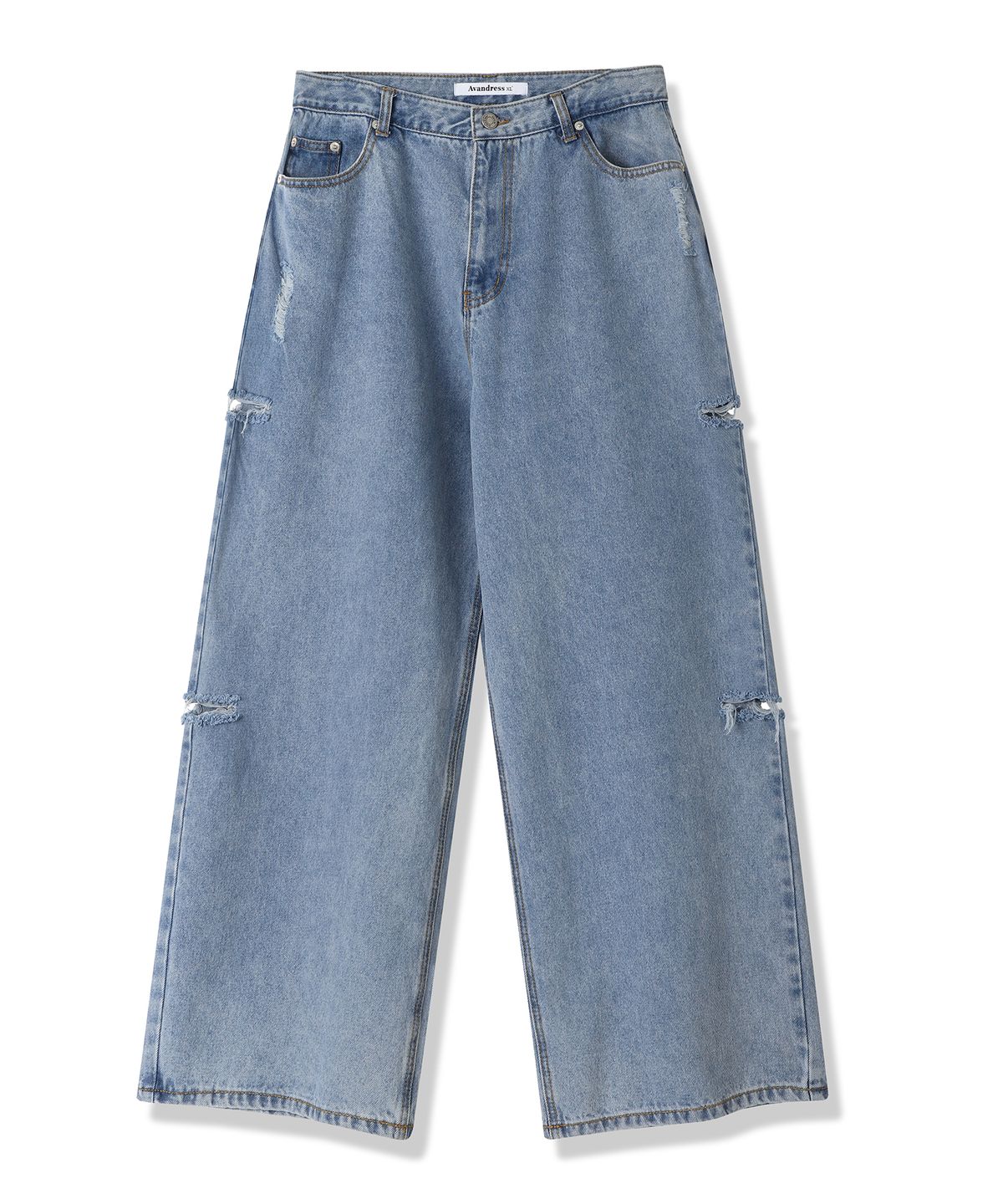 어반드레스(AVANDRESS) This is wide pants Knife Damage LIGHT BLUE