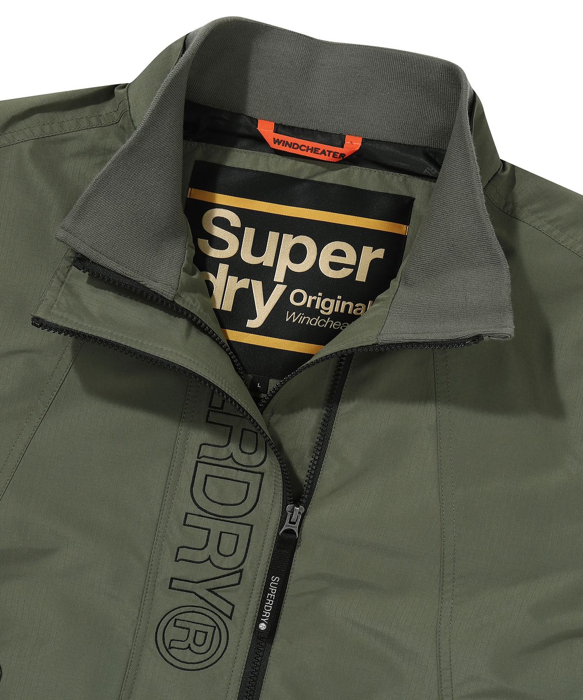 슈퍼드라이(SUPERDRY) 하이넥 윈드브레이커 자켓 카키 그린