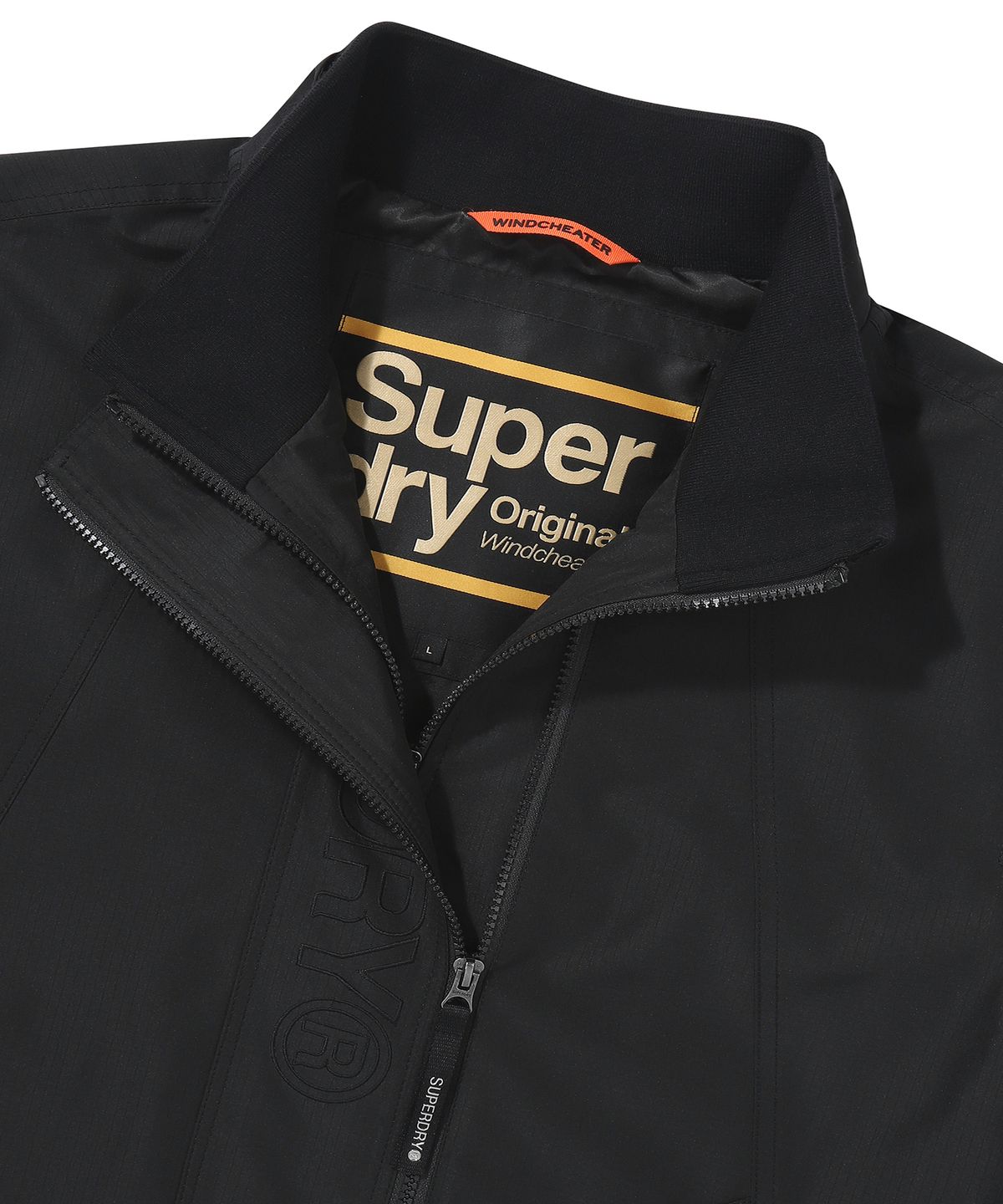 슈퍼드라이(SUPERDRY) 하이넥 윈드브레이커 자켓 블랙