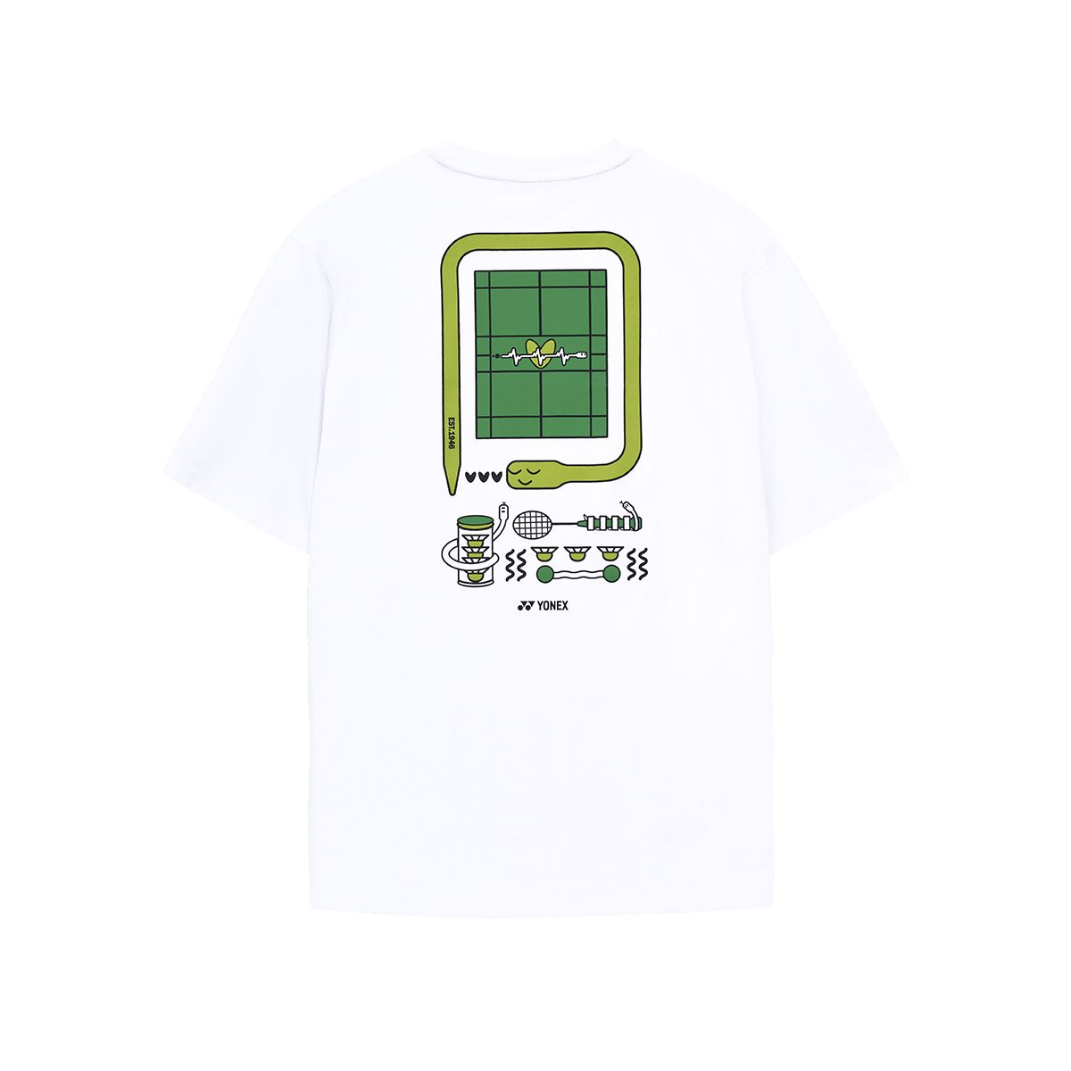 요넥스(YONEX) 251TS061U 화이트 남녀공용 뱀띠 그래픽 반팔 티셔츠