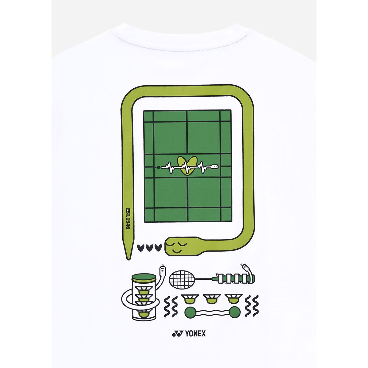 요넥스(YONEX) 251TS061U 화이트 남녀공용 뱀띠 그래픽 반팔 티셔츠