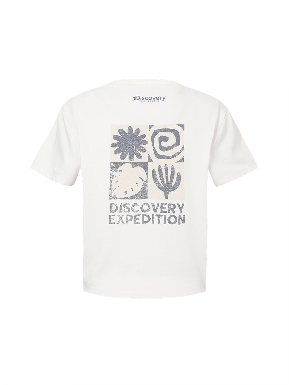 디스커버리 익스페디션(DISCOVERY EXPEDITION) 프레시벤트 여성 워싱 크롭 아웃도어 프레임 그래픽 반팔티셔츠 (WHITE)