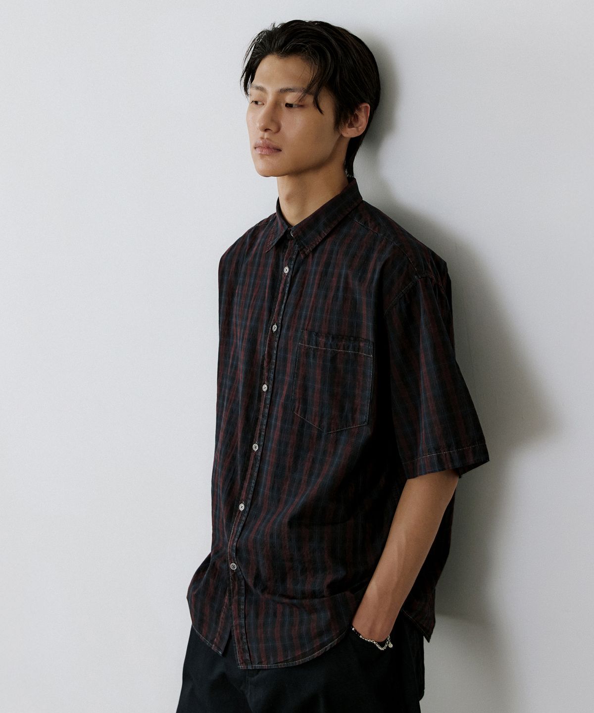 엔도어(ENDOOR) Vintage check 1/2 shirt (vtg red)