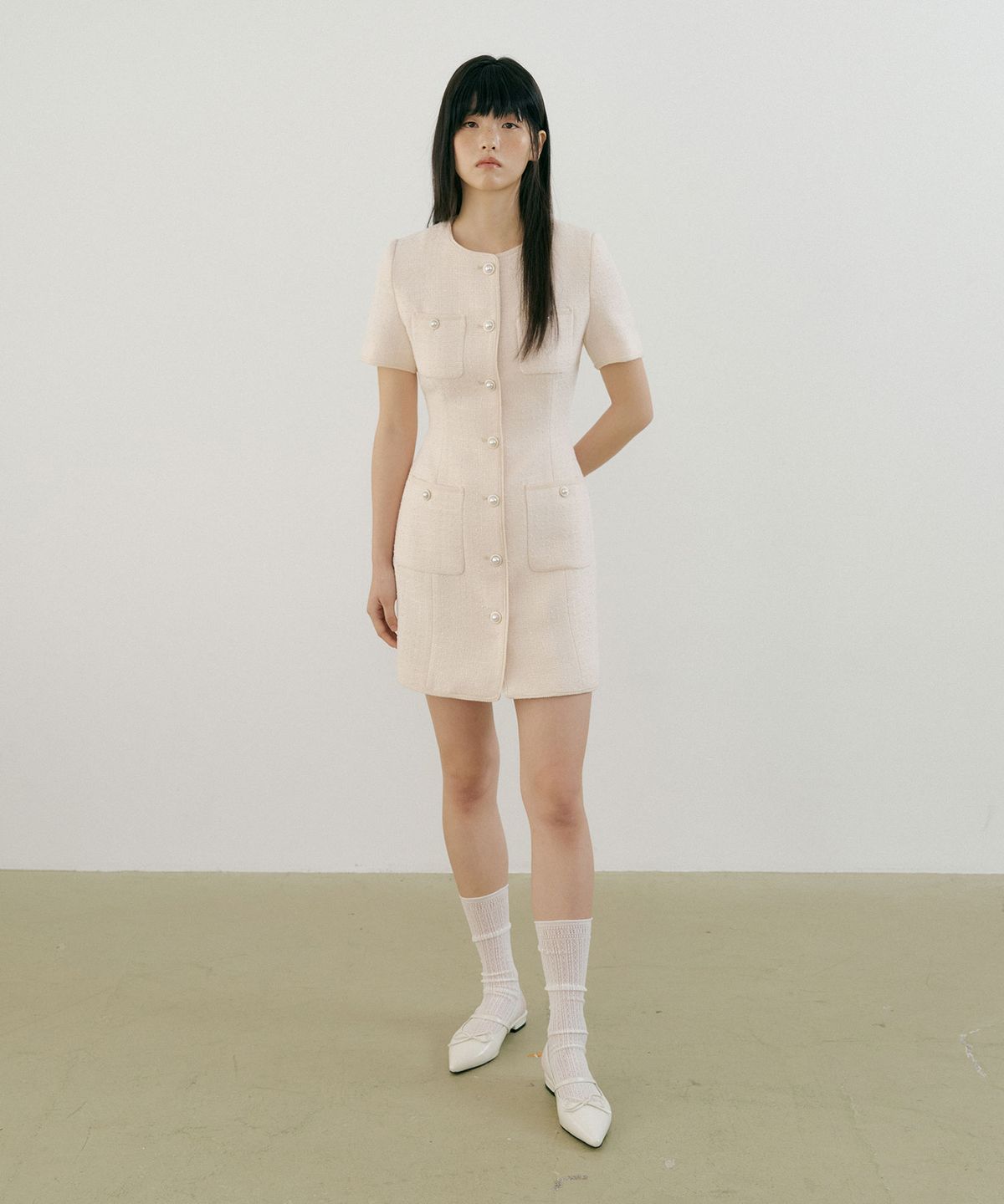 루시르주(LUCIR ZU) Mary Tweed One-piece (cream)