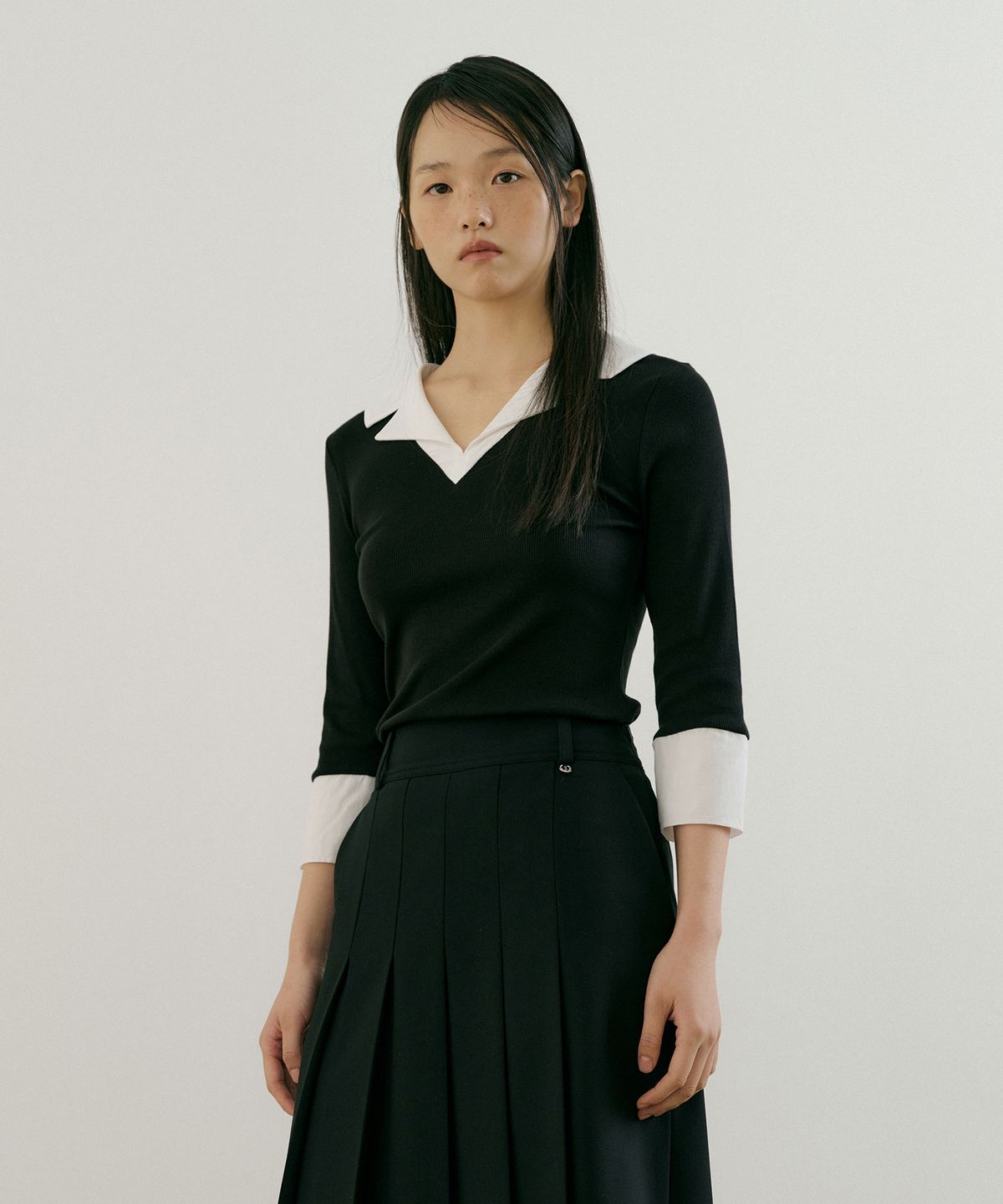 루시르주(LUCIR ZU) Preppy lapel Sleeve (black)