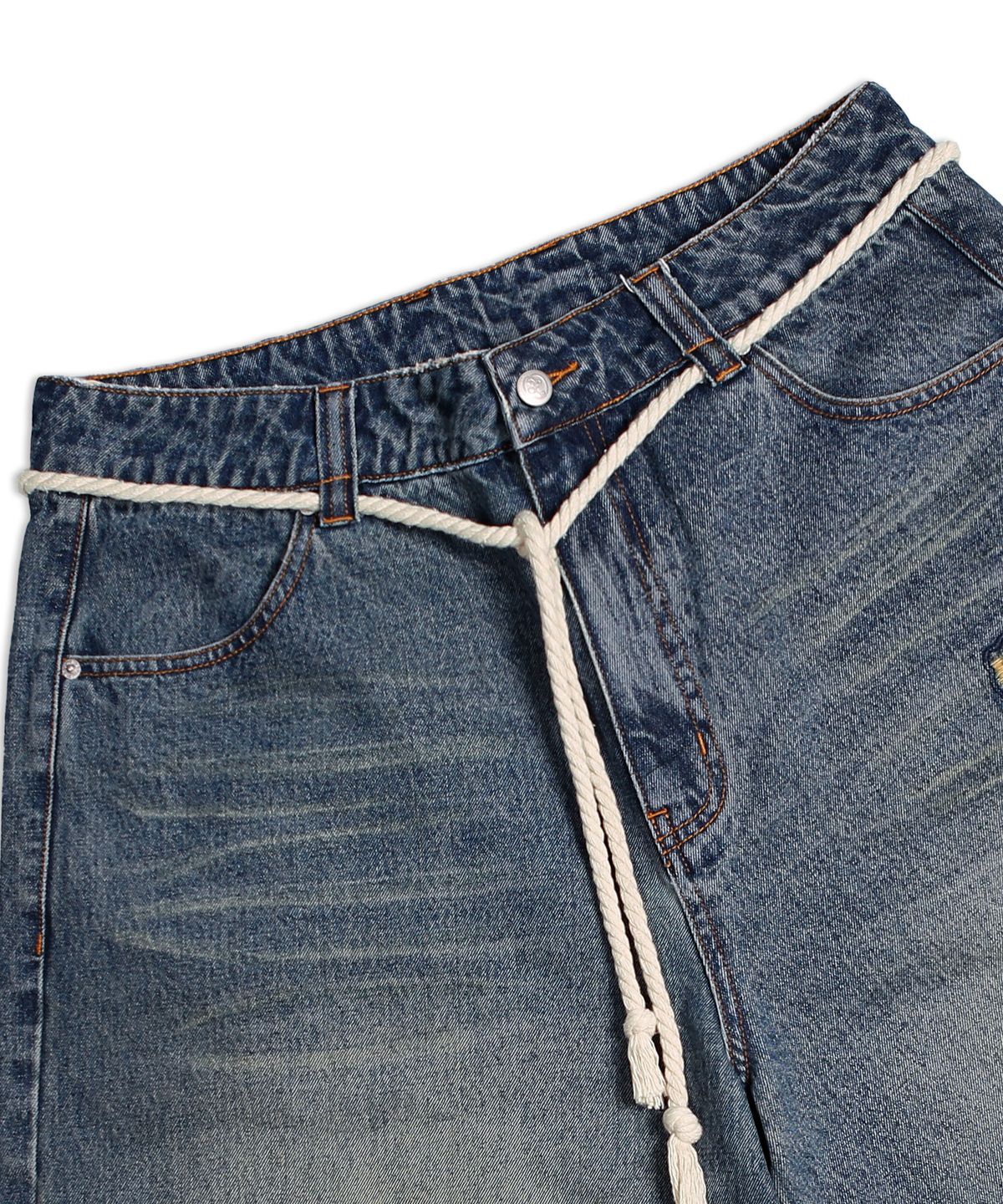 엑스톤즈(XTONZ) XP259 선샤인 와이드 버뮤다 데님 팬츠 (BLUE)