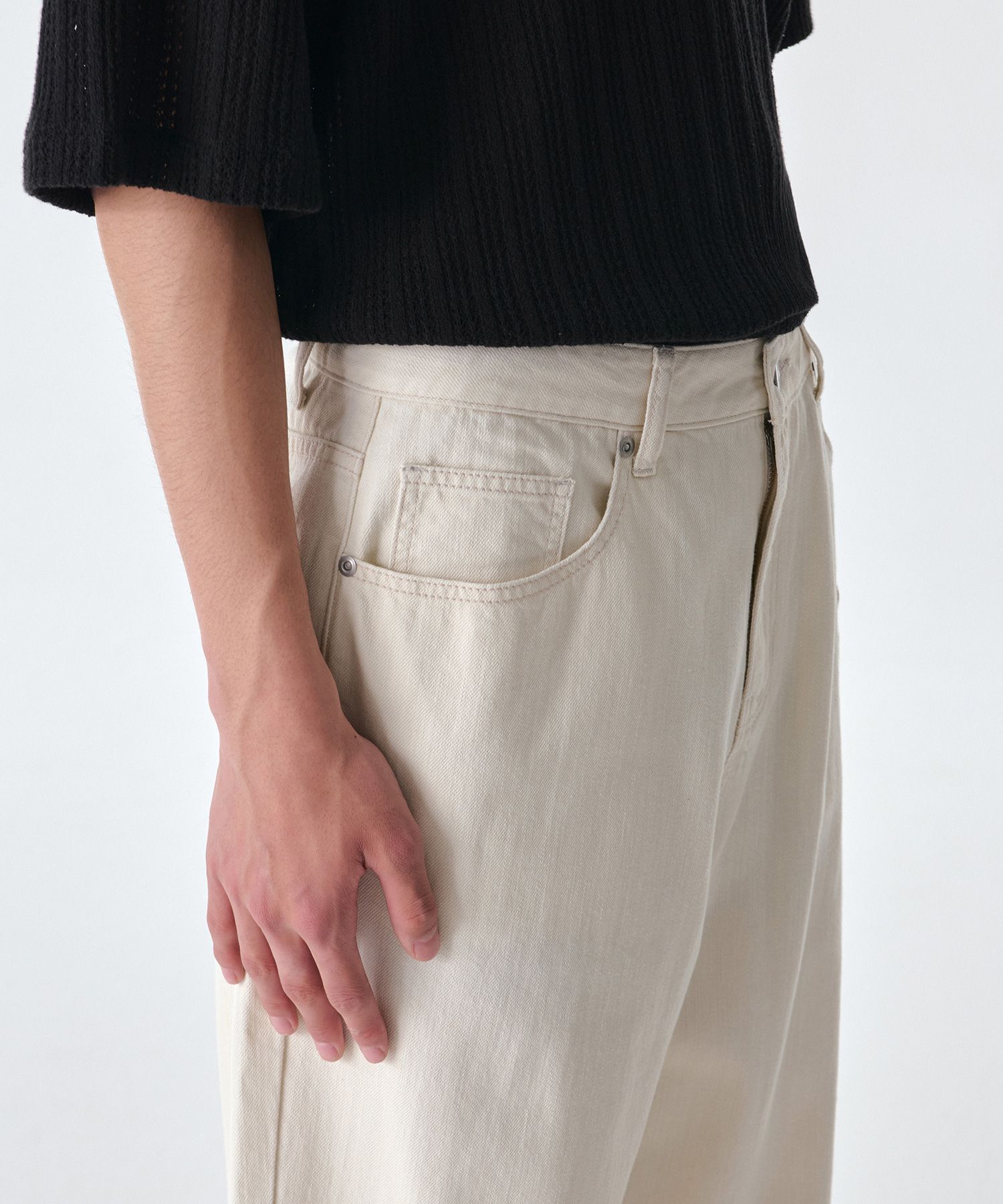 MUSINSA | MUSINSA STANDARD Linen-like wide denim pants [cream]