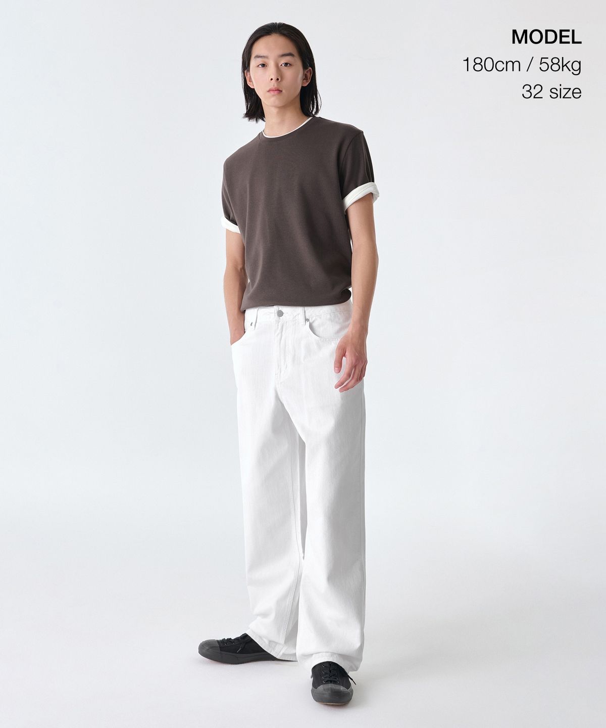 무신사 스탠다드(MUSINSA STANDARD) 린넨 라이크 와이드 데님 팬츠 [화이트]