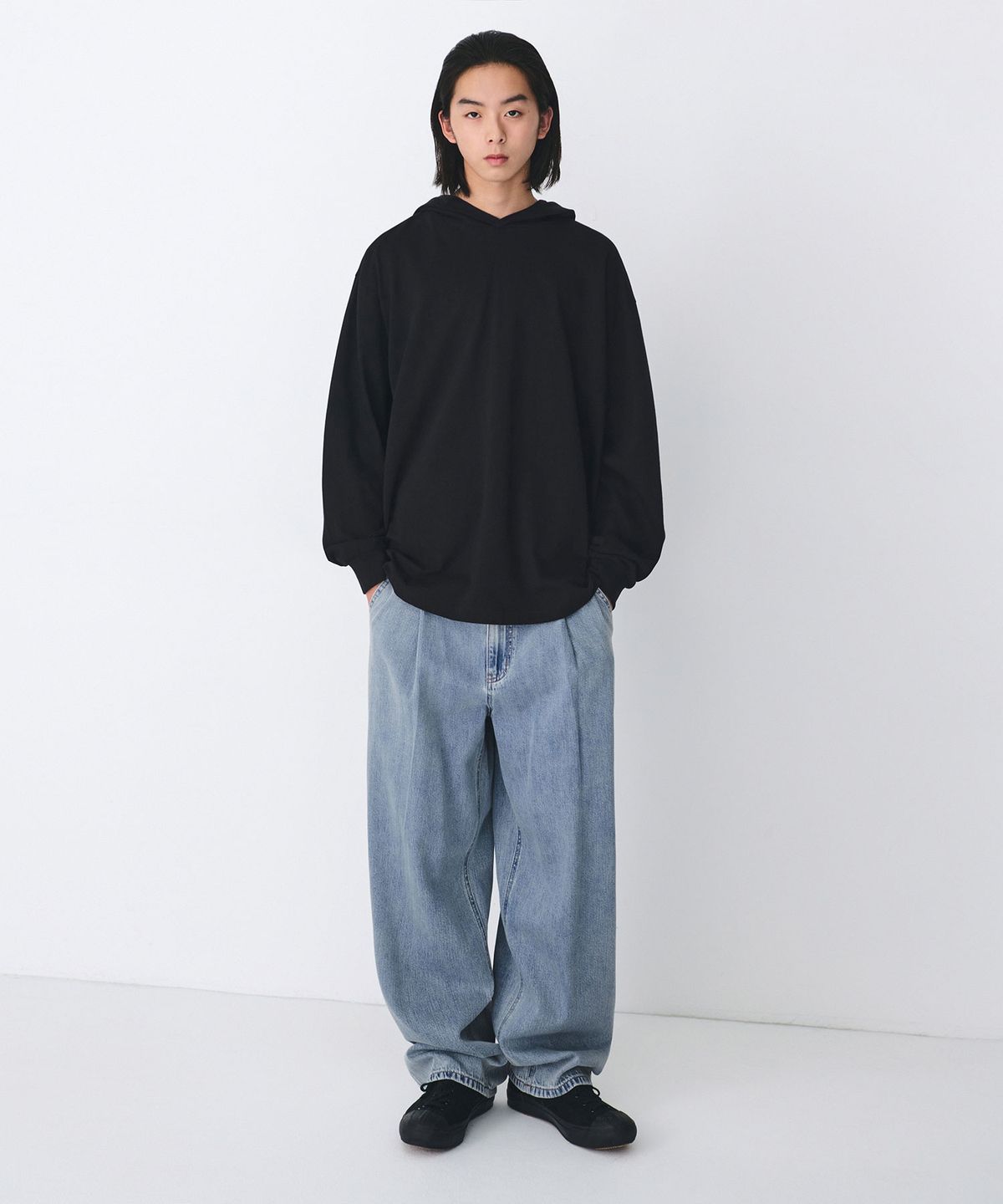 무신사 스탠다드(MUSINSA STANDARD) 린넨 라이크 세미 벌룬 데님 팬츠 [스카이 블루]