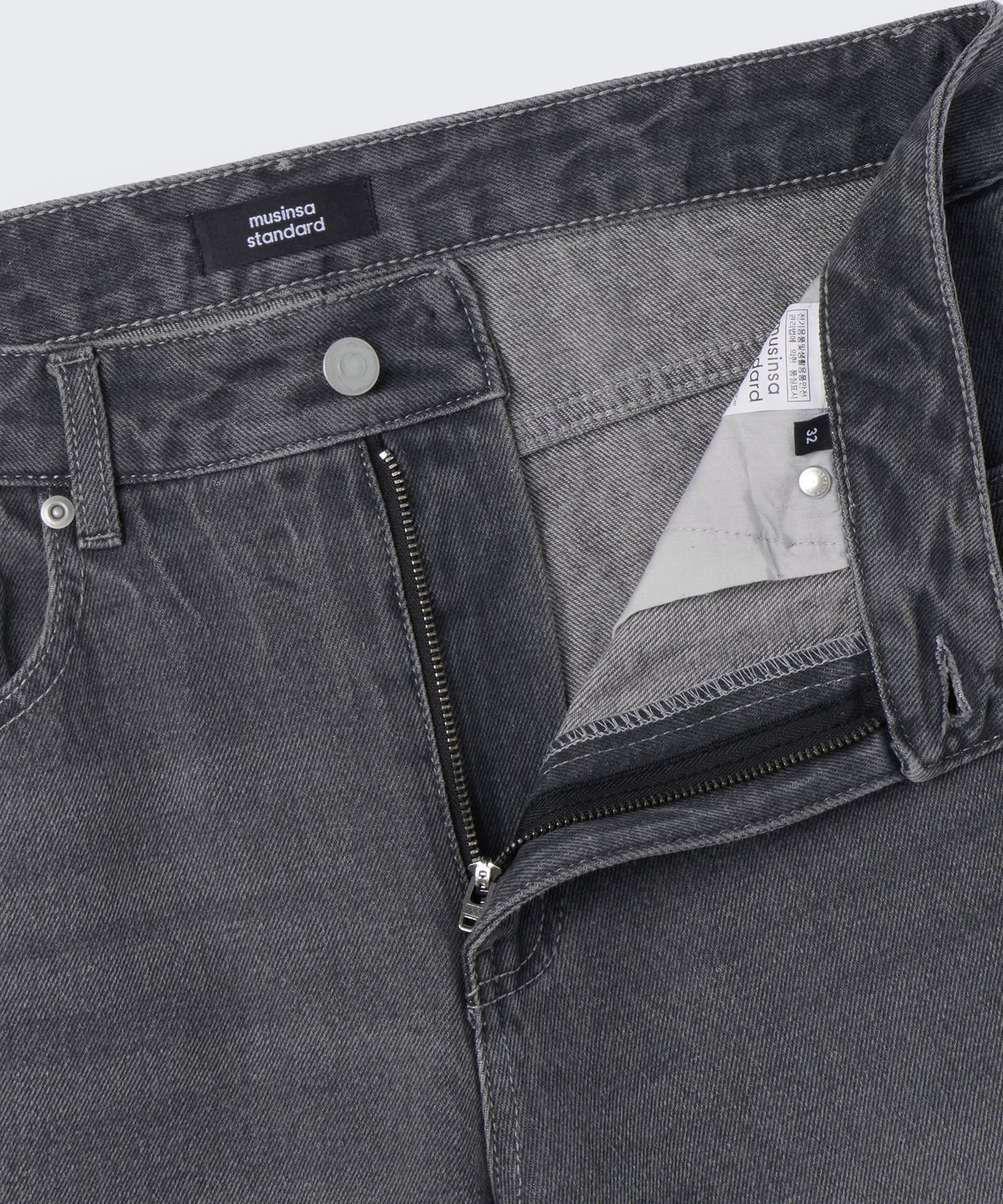 ★MUSINSA STANDARD★ Scrub washed wide denim pants grey MMEN MUSINSA | MUSINSA STANDARD Pigment Denim Wide Double Knee