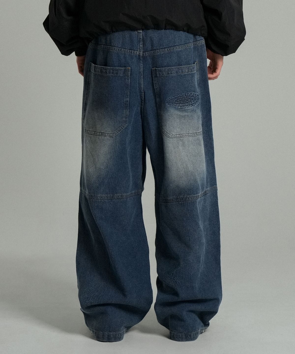 아이돈워너셀(IDWS) Cactus Pattern Maxi Denim Pants Indigo