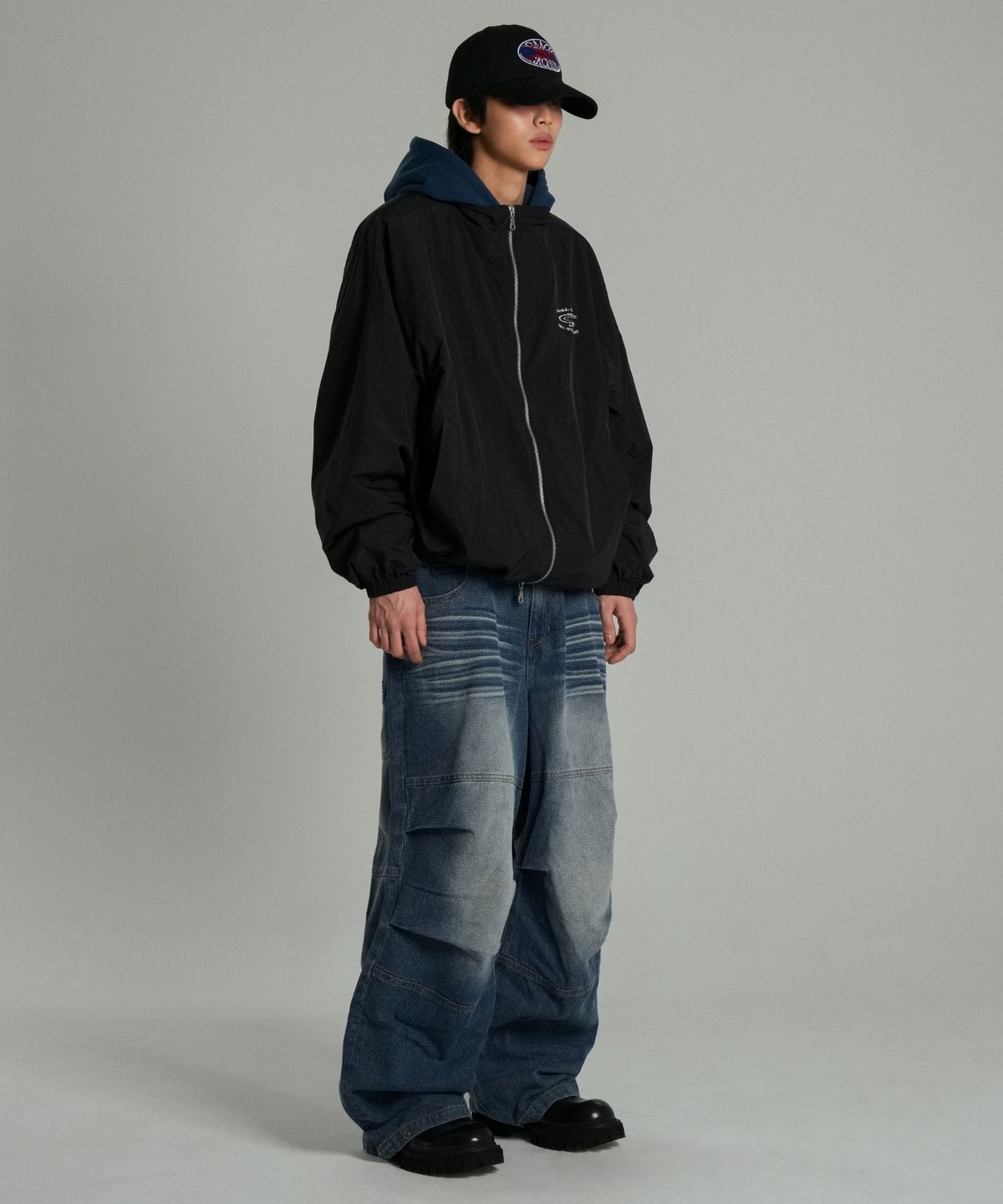 아이돈워너셀(IDWS) Cactus Pattern Maxi Denim Pants Indigo